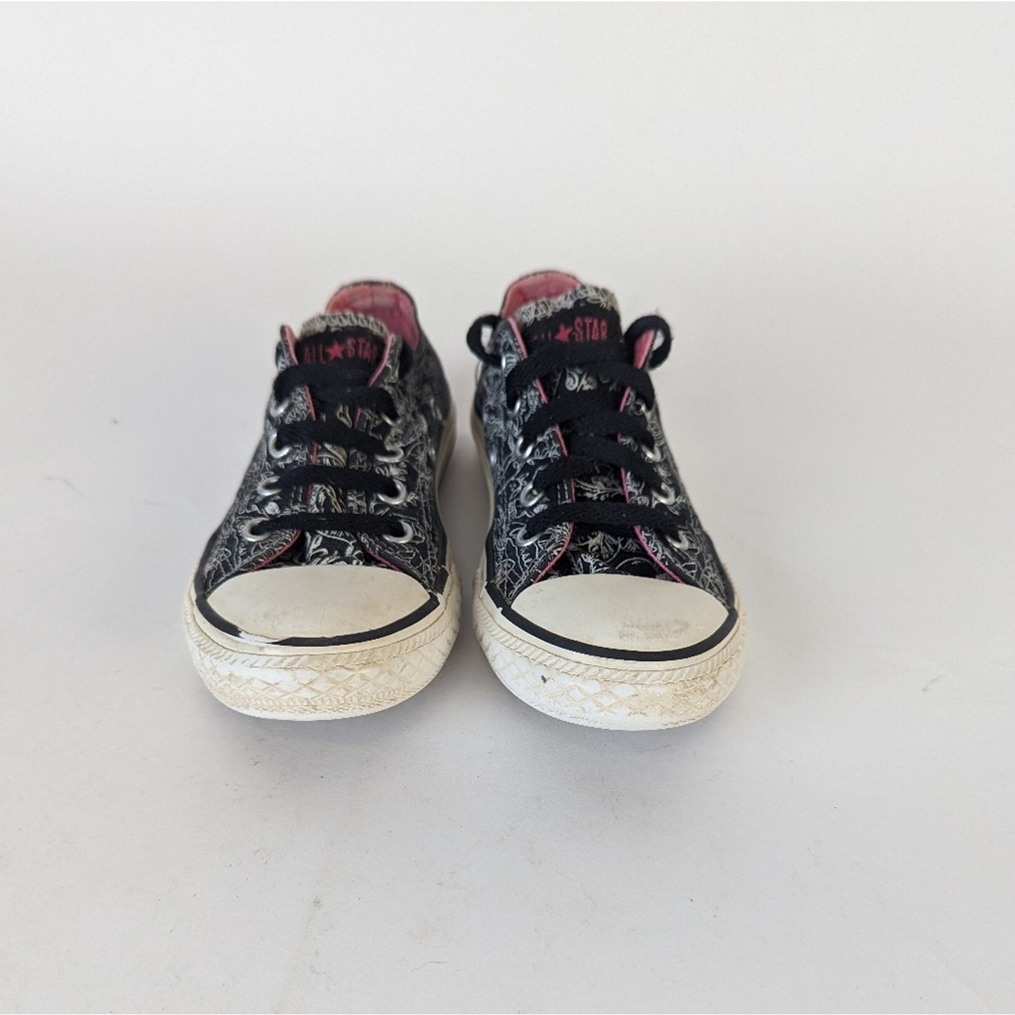 Converse All Star Graphic White Floral Skull Kids Sneakers -11