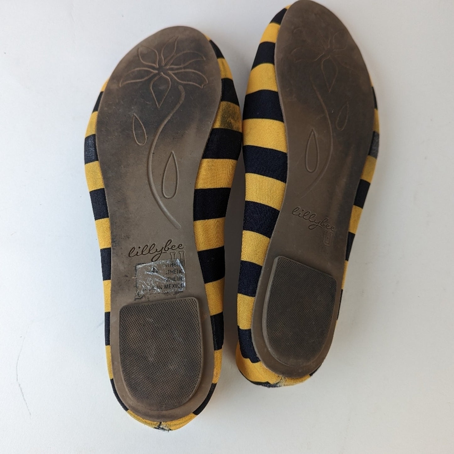 Lillybee Black & Vegas Gold Striped Ballet Shoes - 10