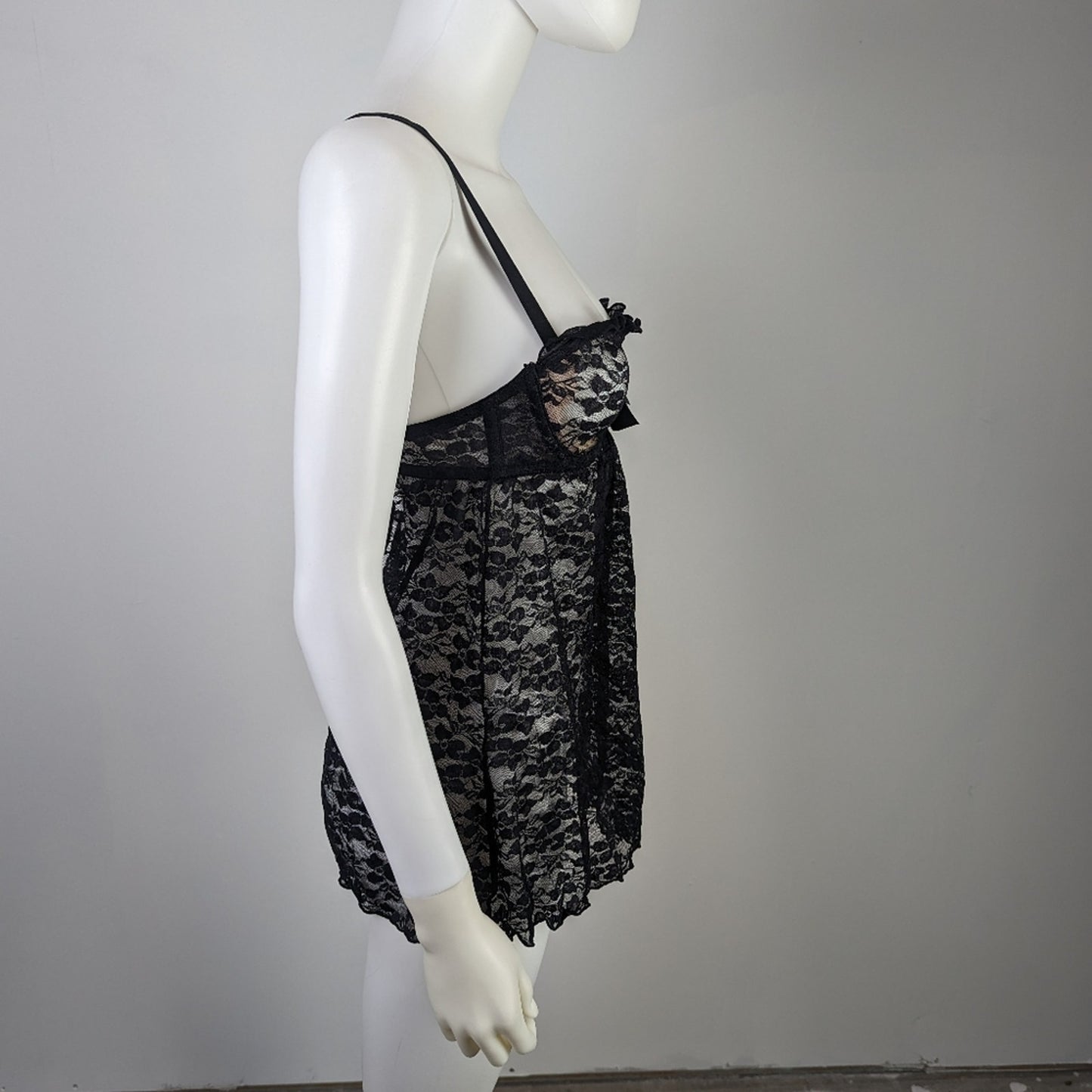 Victoria's Secret Black Lacey Babydoll Nightgown - Medium