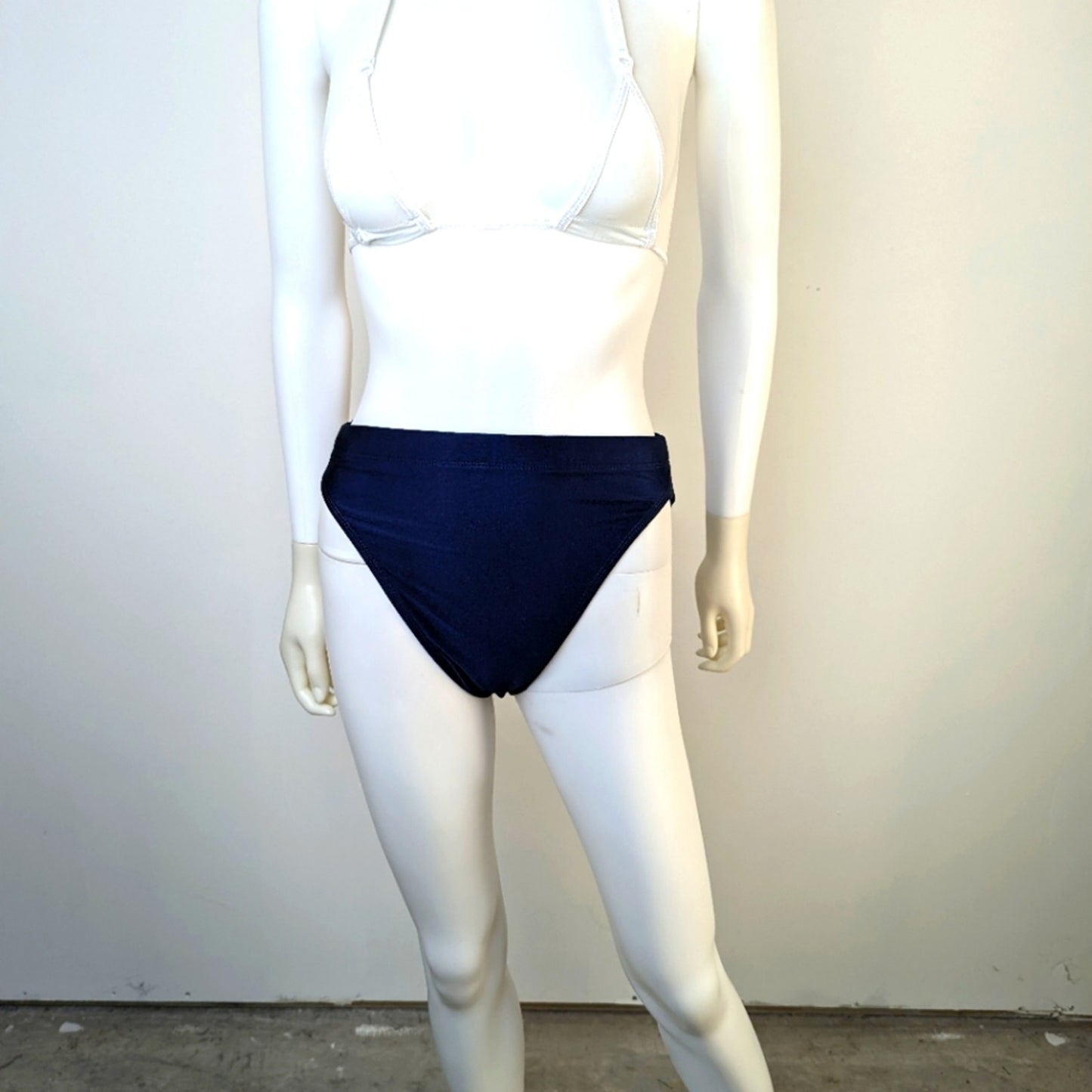 Navy Blue High Rise/ Cut Bikini Bottom - 6