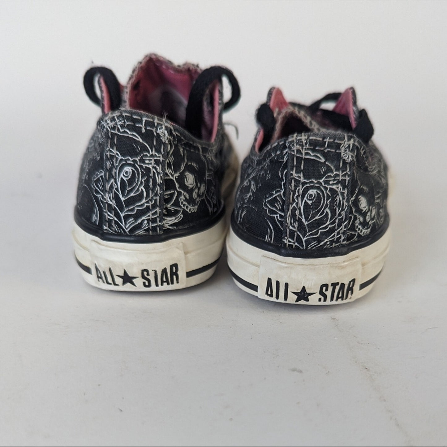 Converse All Star Graphic White Floral Skull Kids Sneakers -11