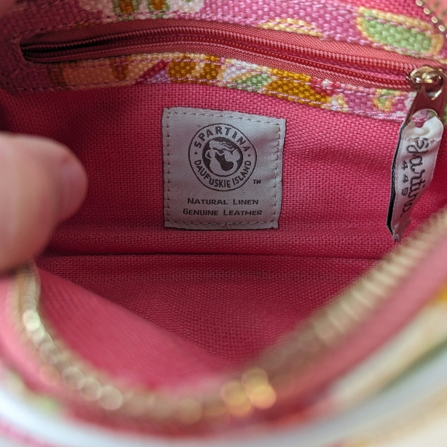 Spartina 449 Floral Linen & Leather Wristlet Bag
