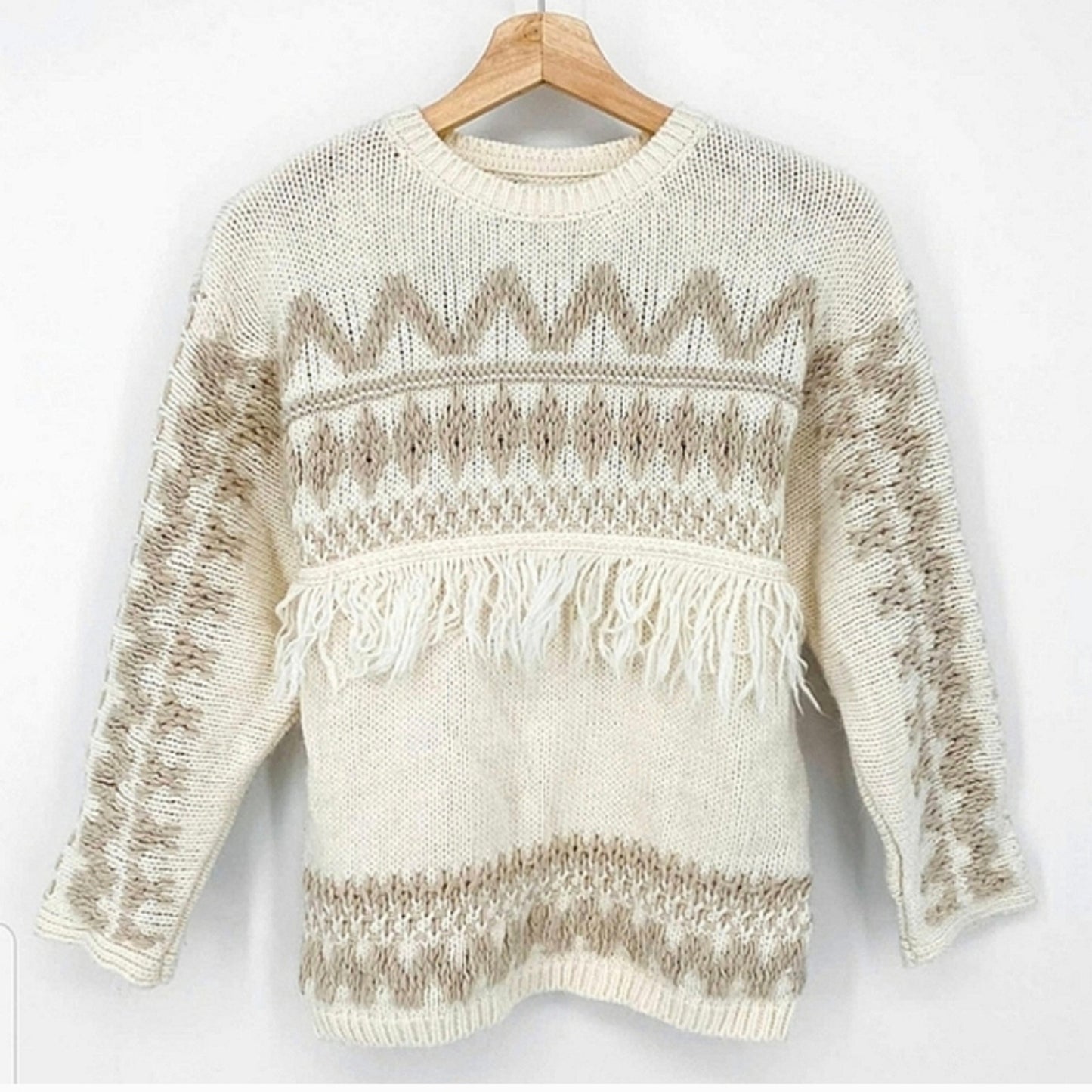 Zara Kids Fringe Nordic Knit Sweater - 13/14 yrs.