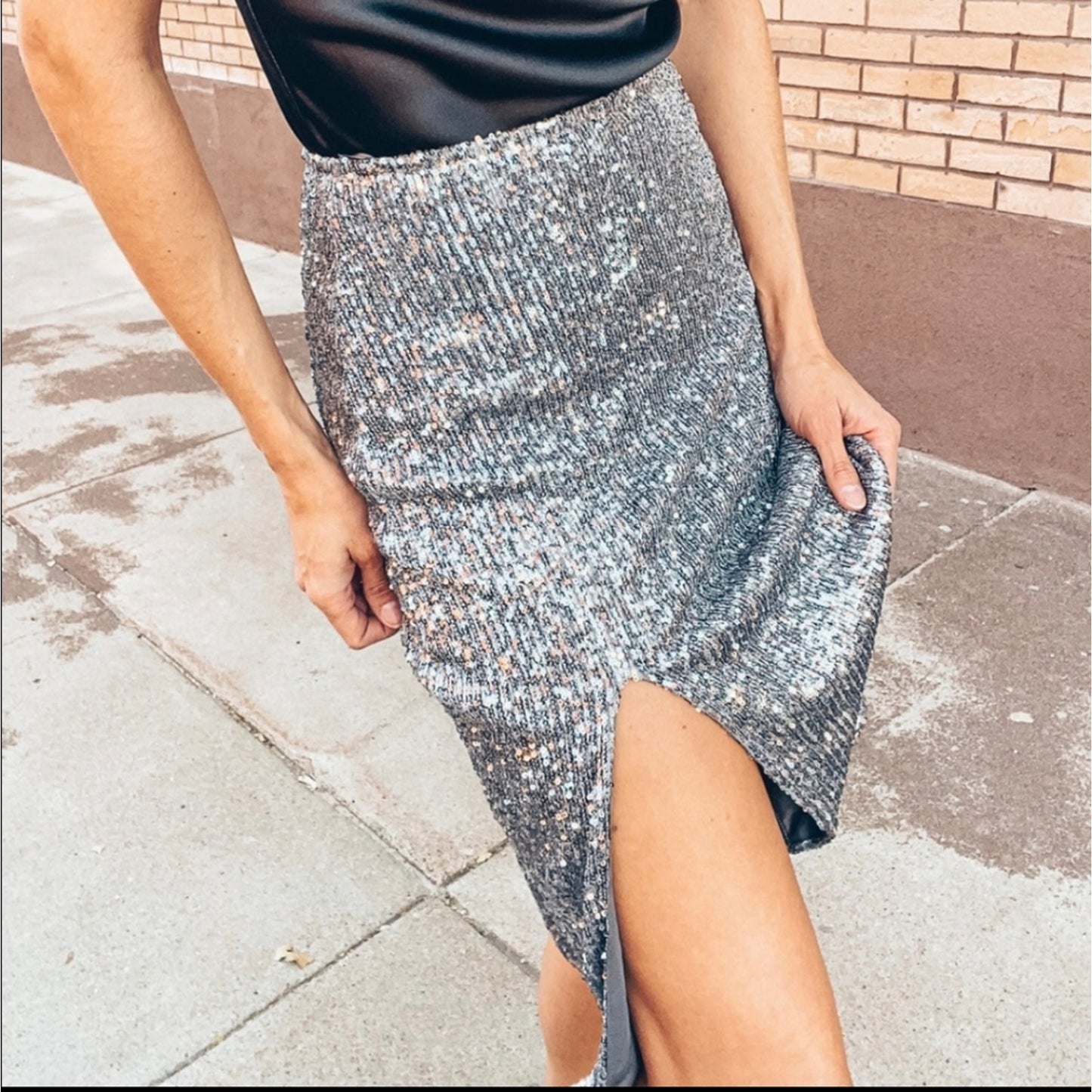 Dress Forum Silver Pencil Skirt S