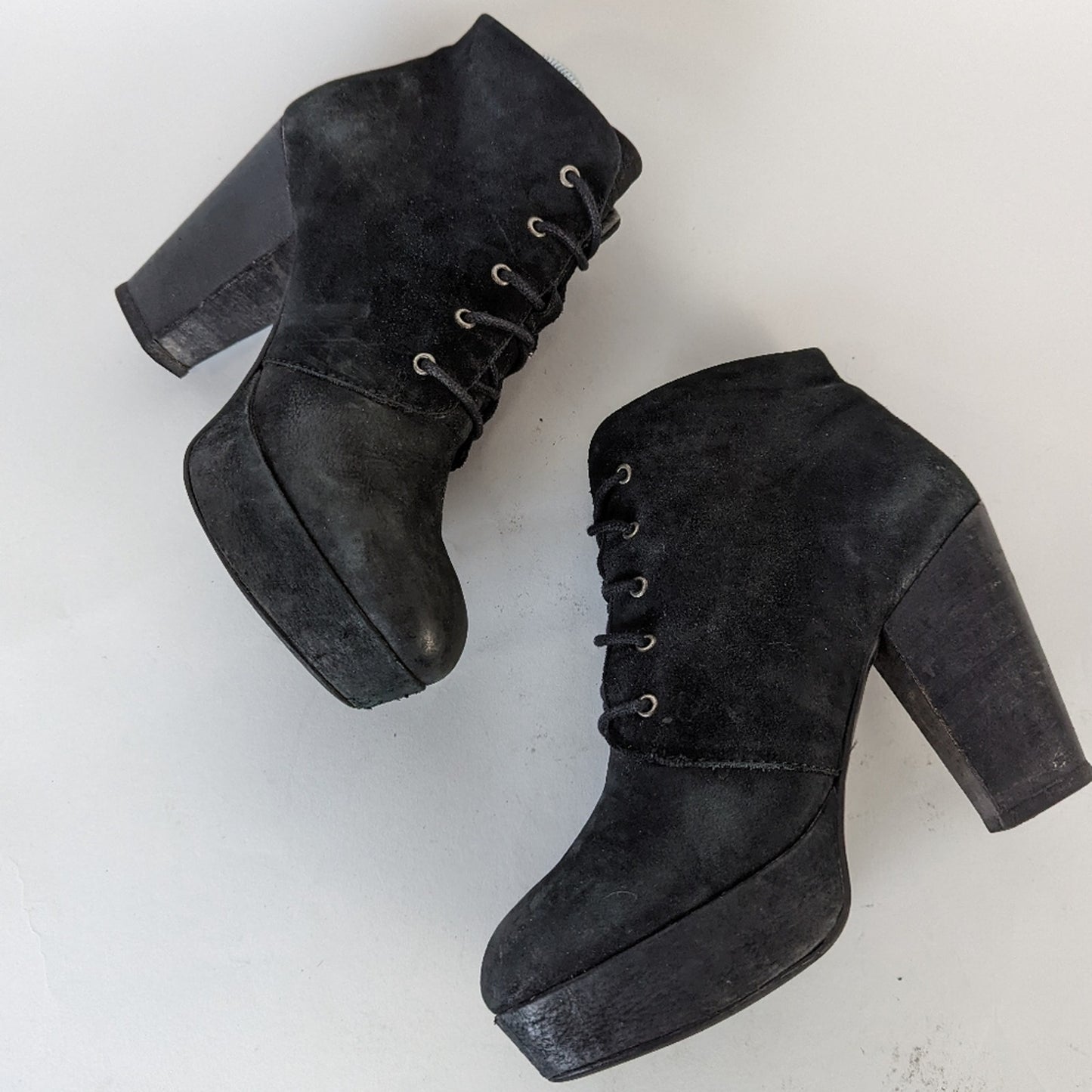 Steve Madden Raspy Black Suede Chunky Ankle Boots - 8.5