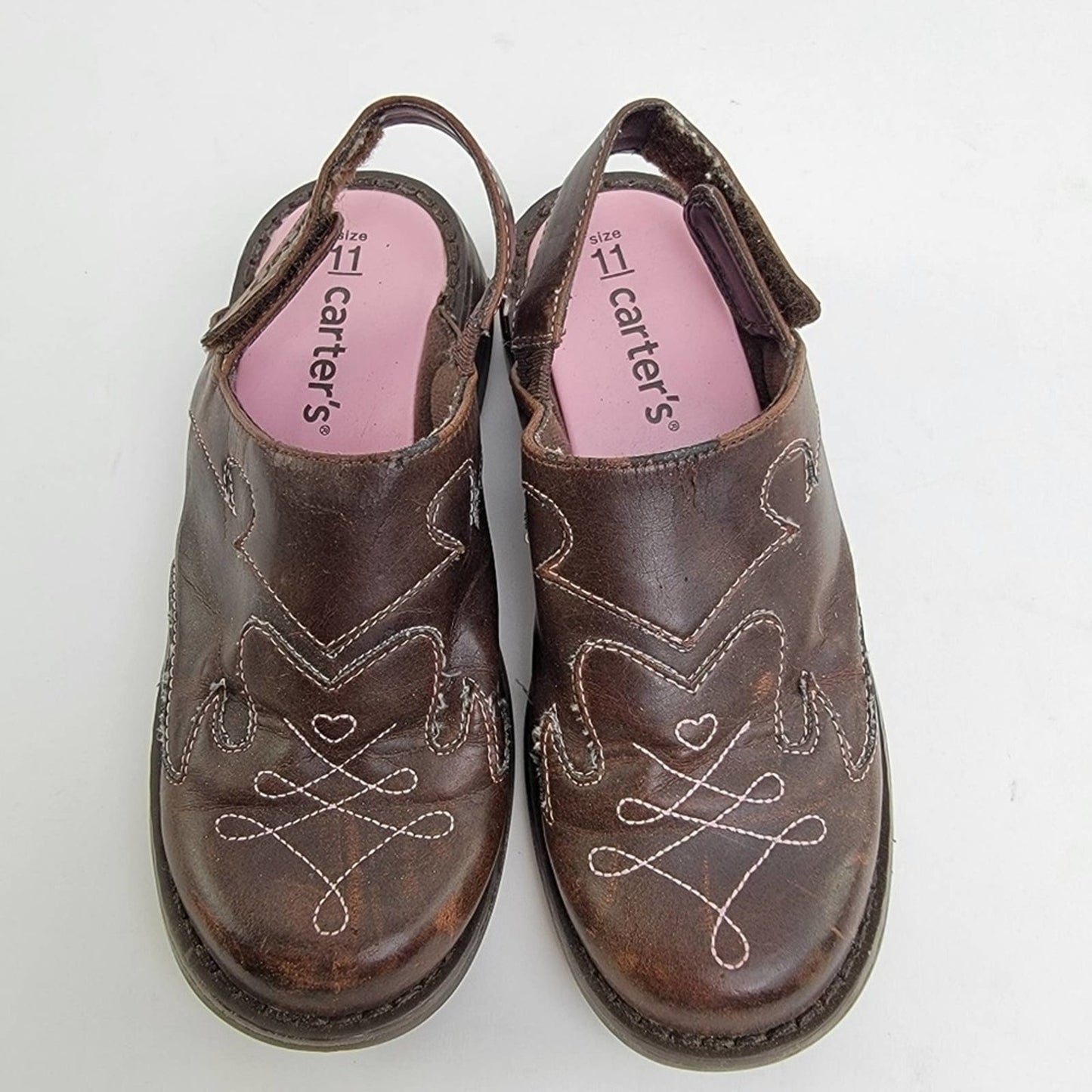 Carters Brown Leather Slingback Slip On Sandal Mules - 11 C