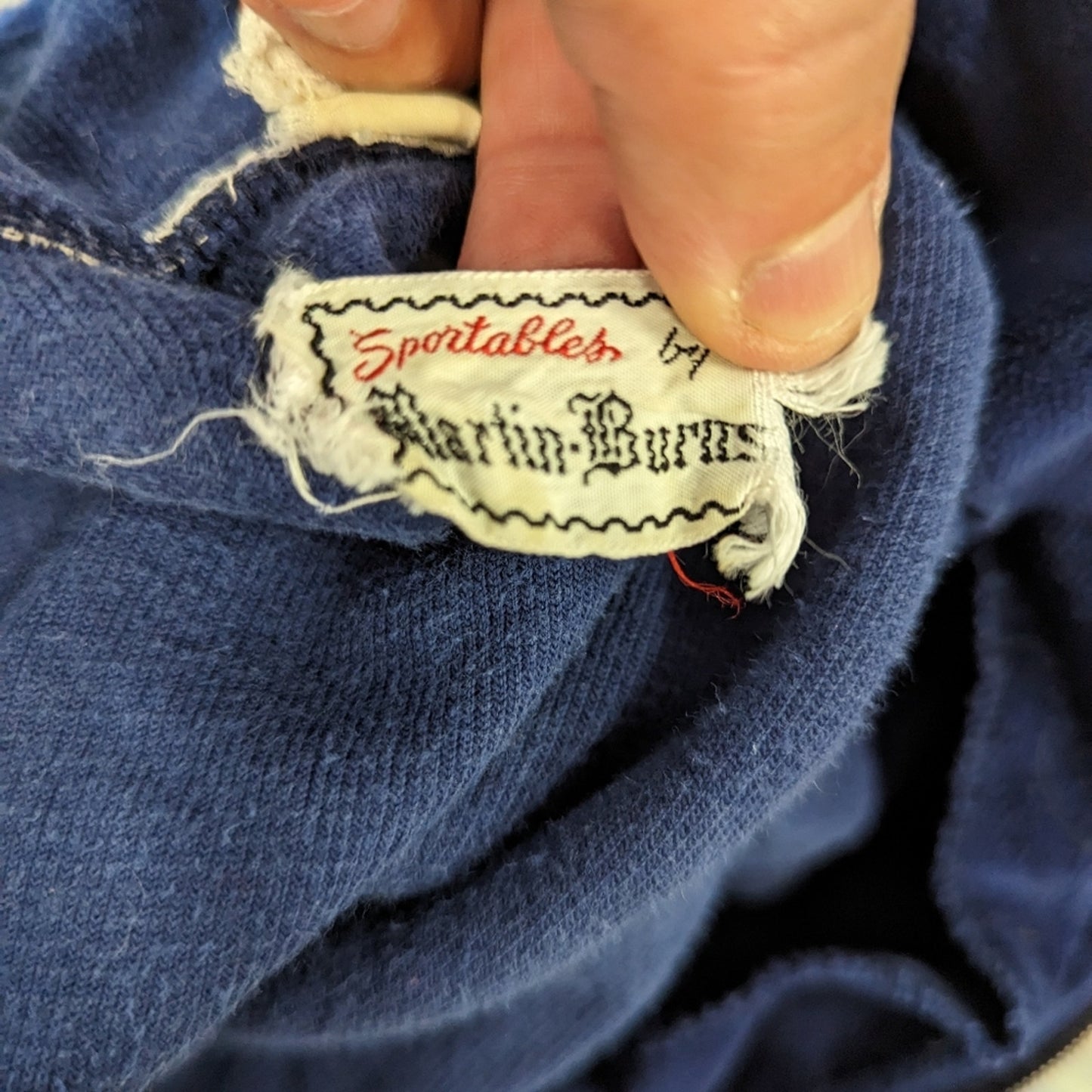 Vintage 70's Velour Blue Nabholz Sportables by Martin Burns Top - Large