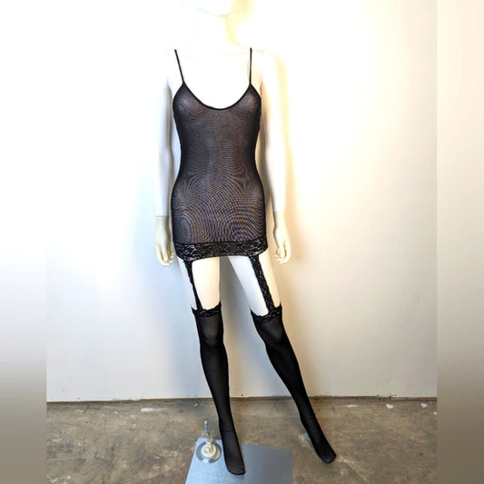 Sheer Nightgown with Attached Nylons