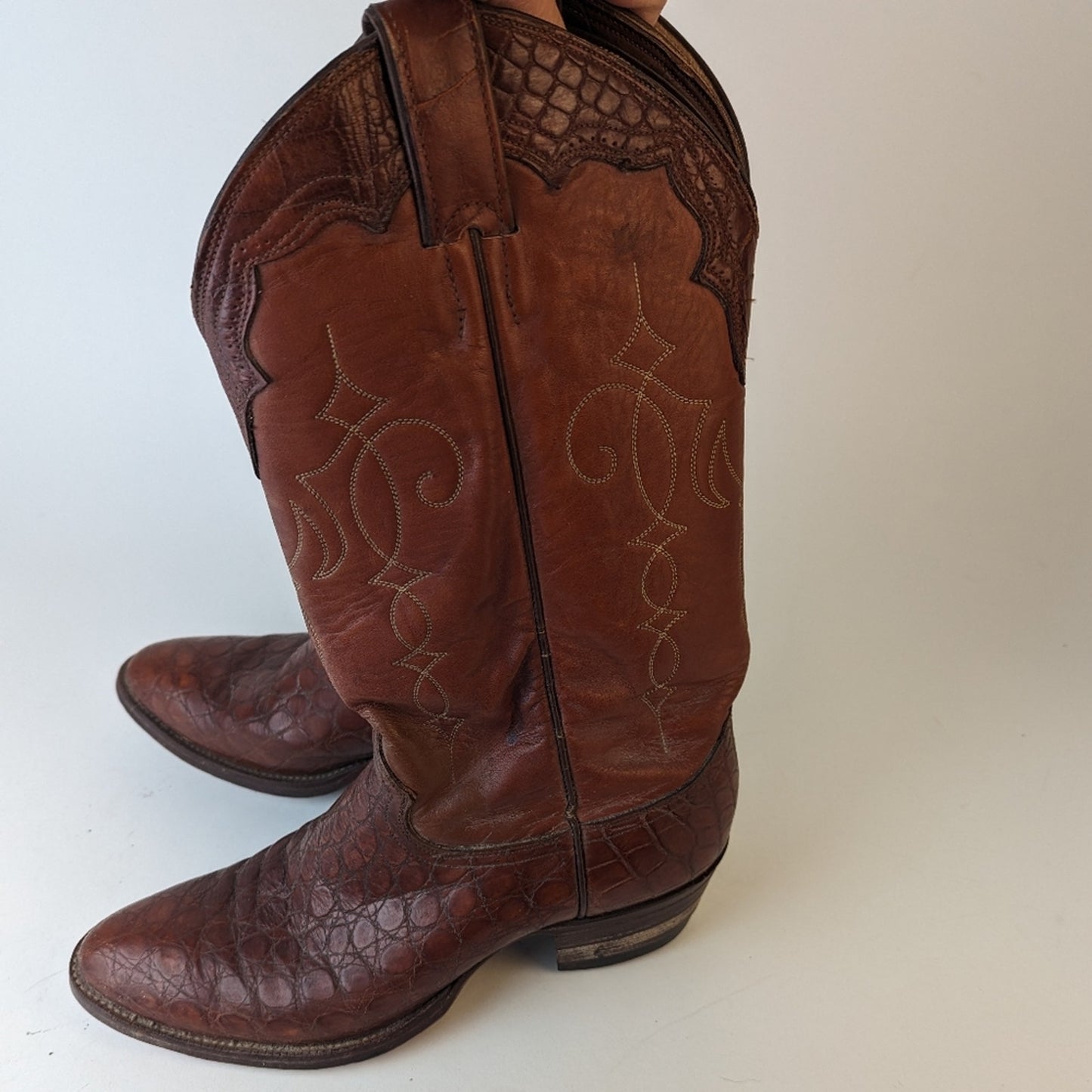 Vintage Justin Men's Boots Exotic Bias Cut Alligator - 8.5D