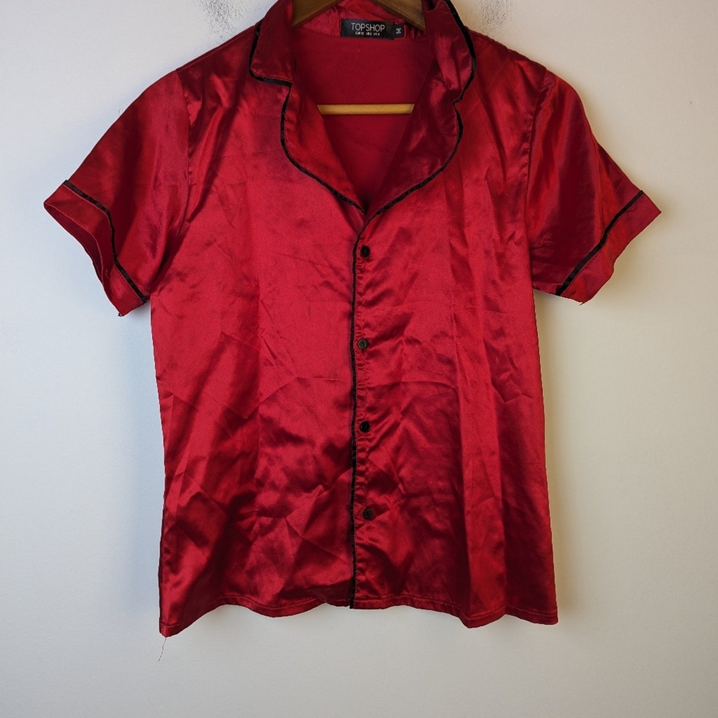 Top Shop Red Silky Pajama Top - 0