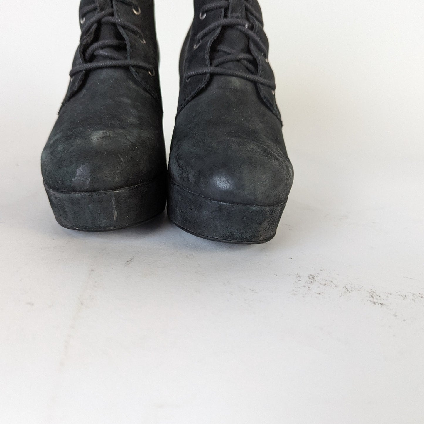 Steve Madden Raspy Black Suede Chunky Ankle Boots - 8.5