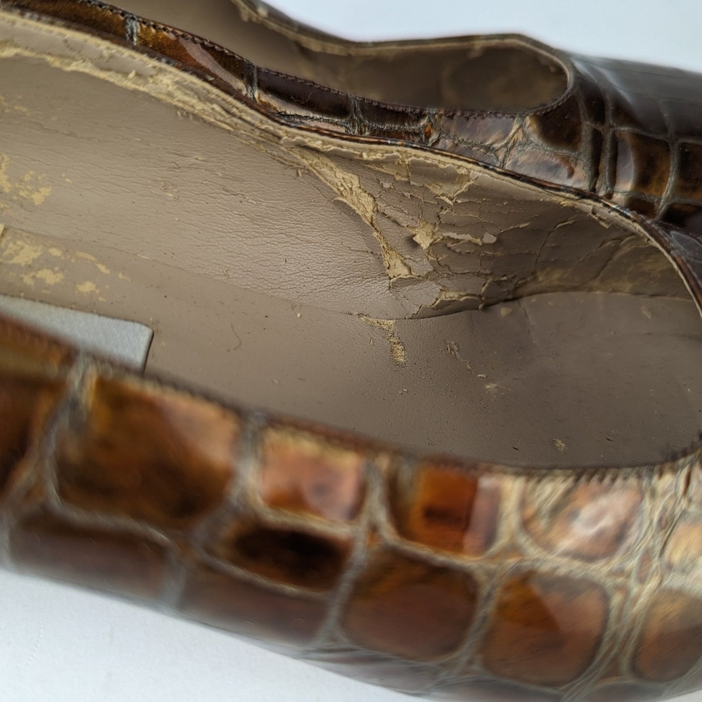 Vintage Melange Croc Block Heels ,5.5
