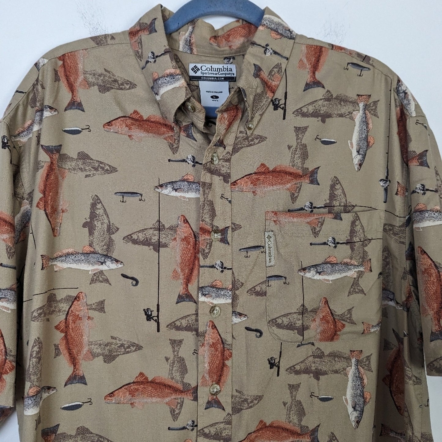 Columbia Varney Bridge Fish Button Front Shirt L