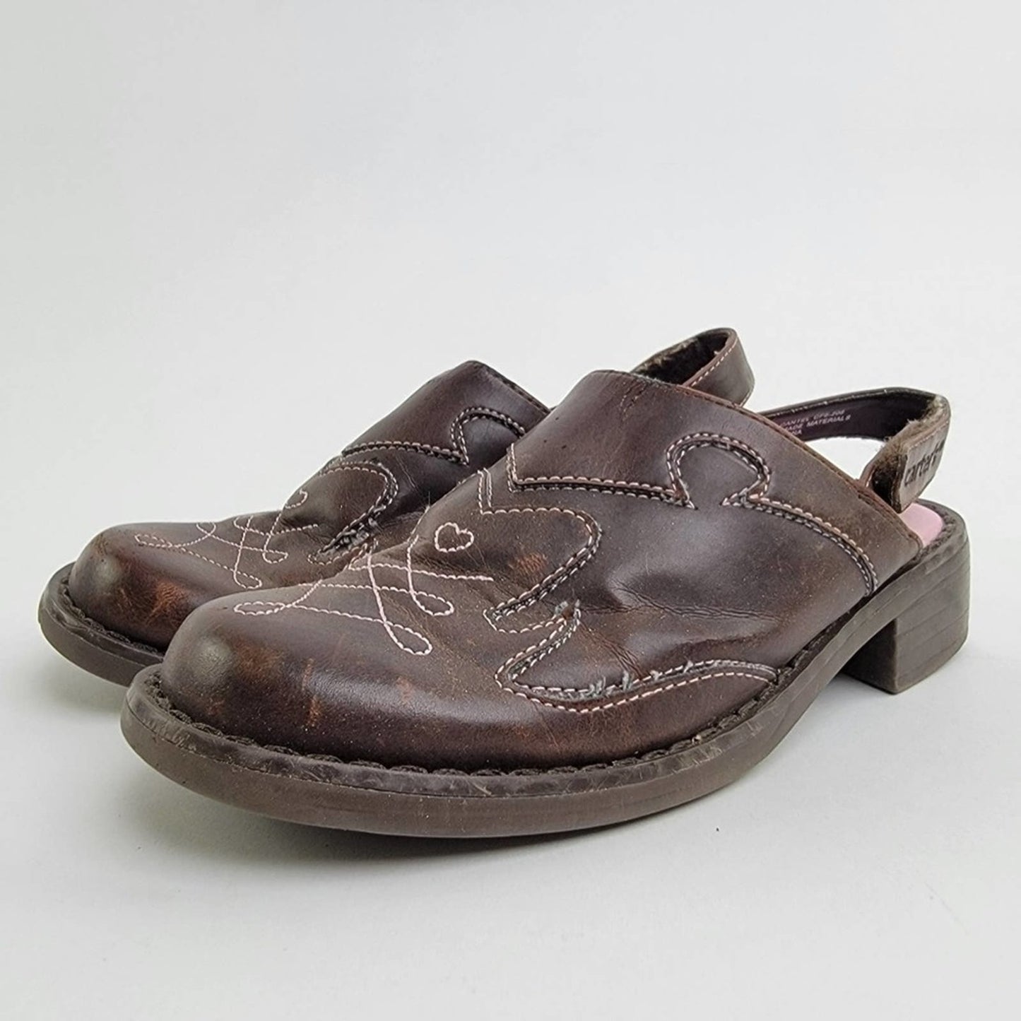 Carters Brown Leather Slingback Slip On Sandal Mules - 11 C