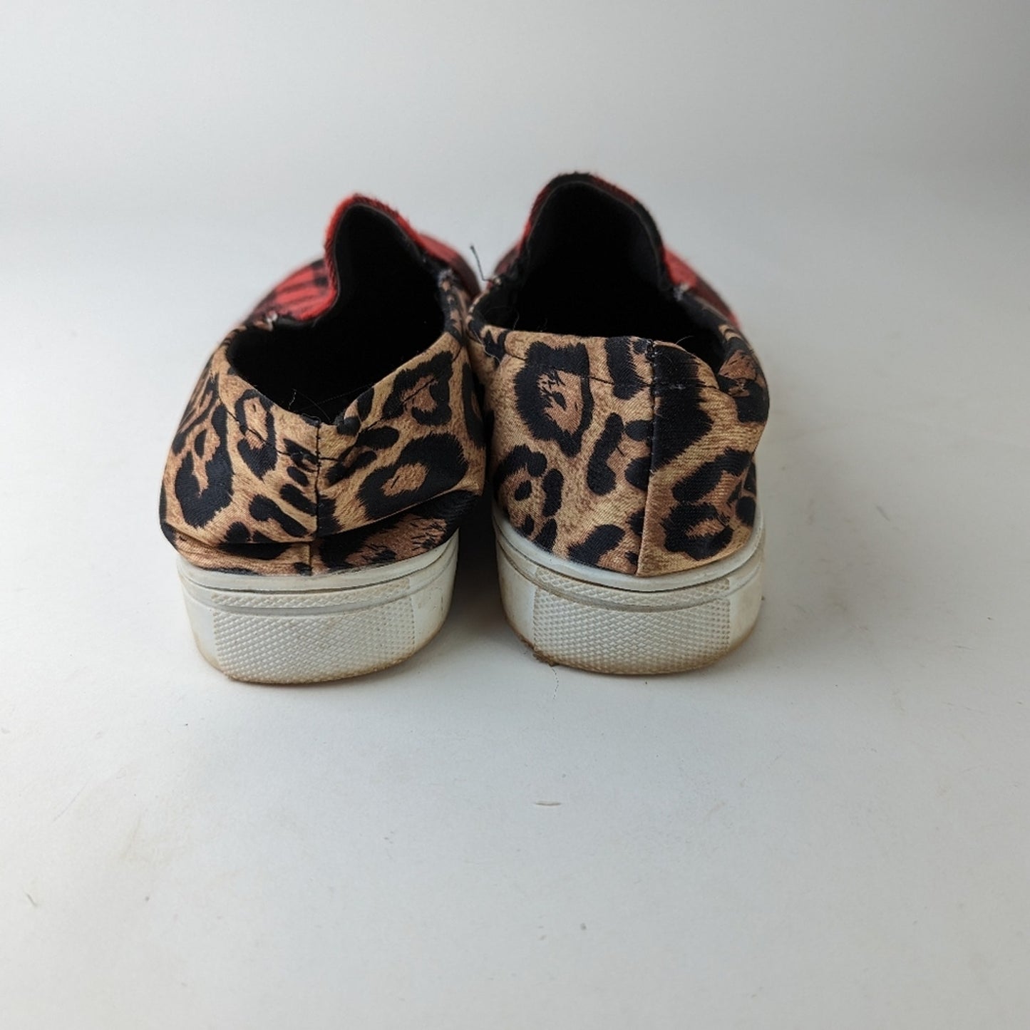 Plaid Leopard Slip Ons - 9