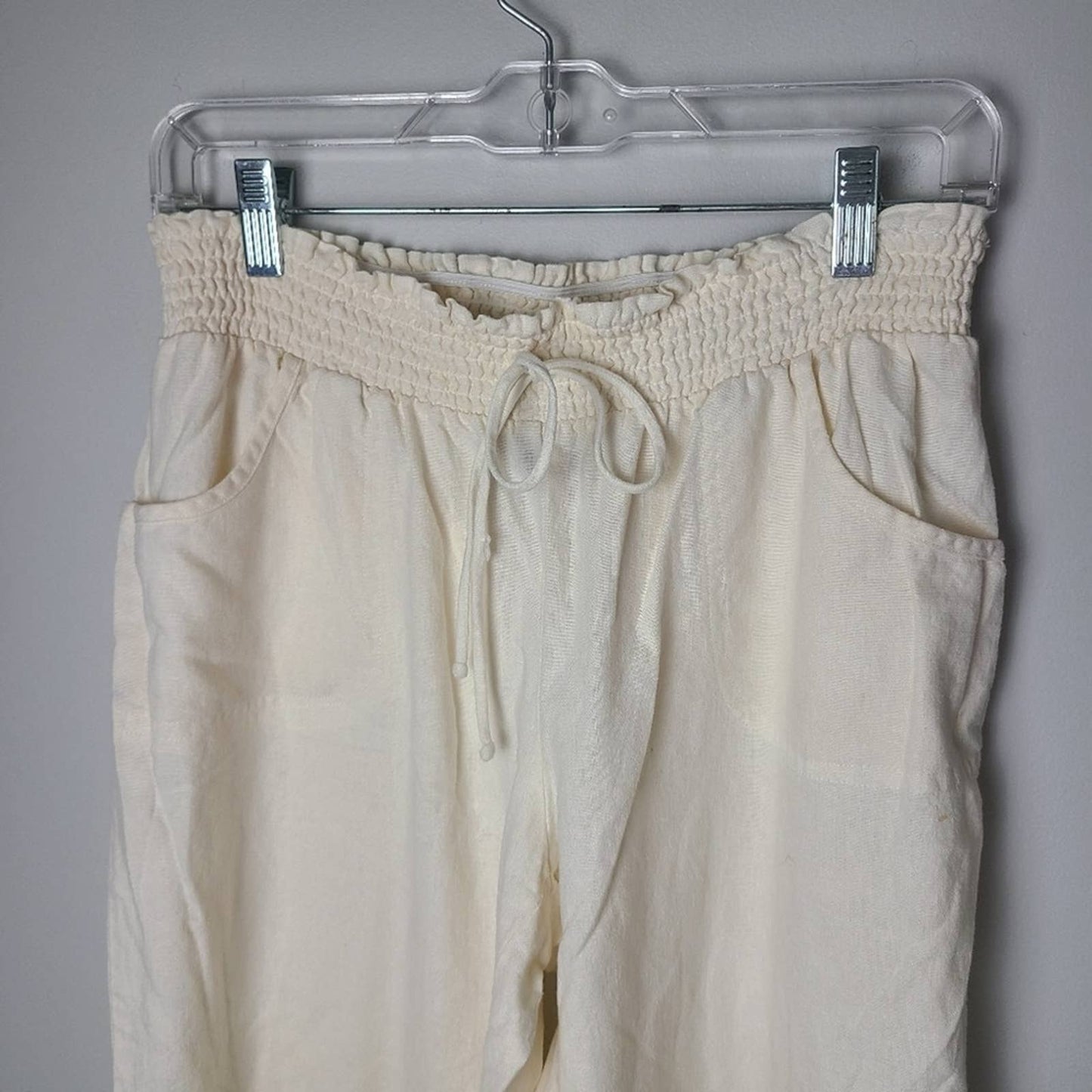 BCX Paperbag Cream Colored Linen Pants