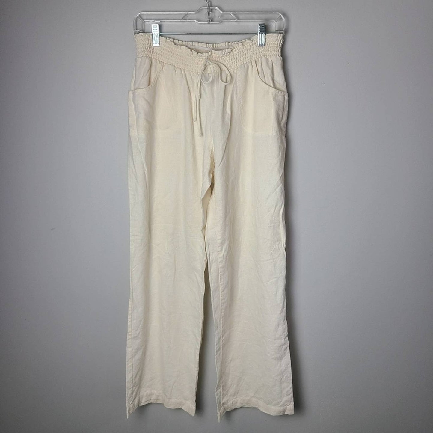 BCX Paperbag Cream Colored Linen Pants