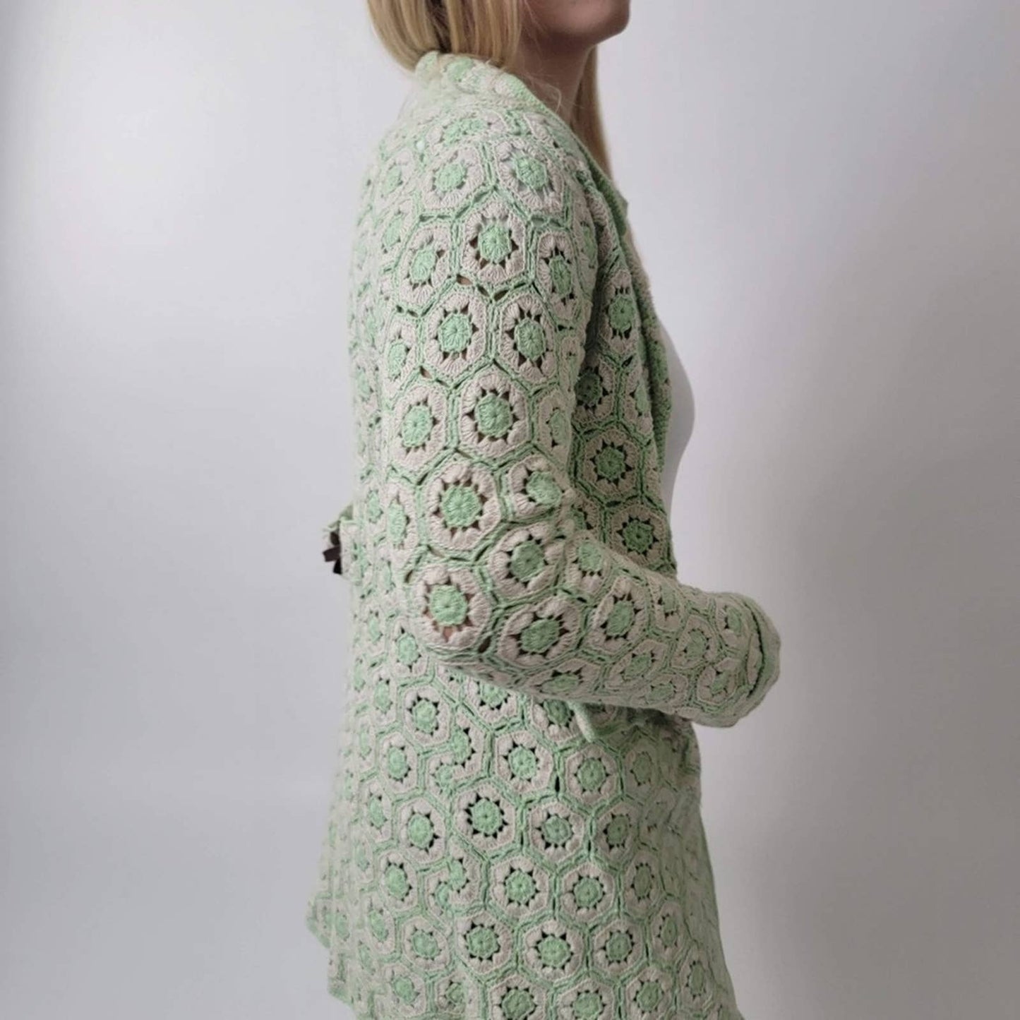 Odd Molly Crocheted Knit Cardigan