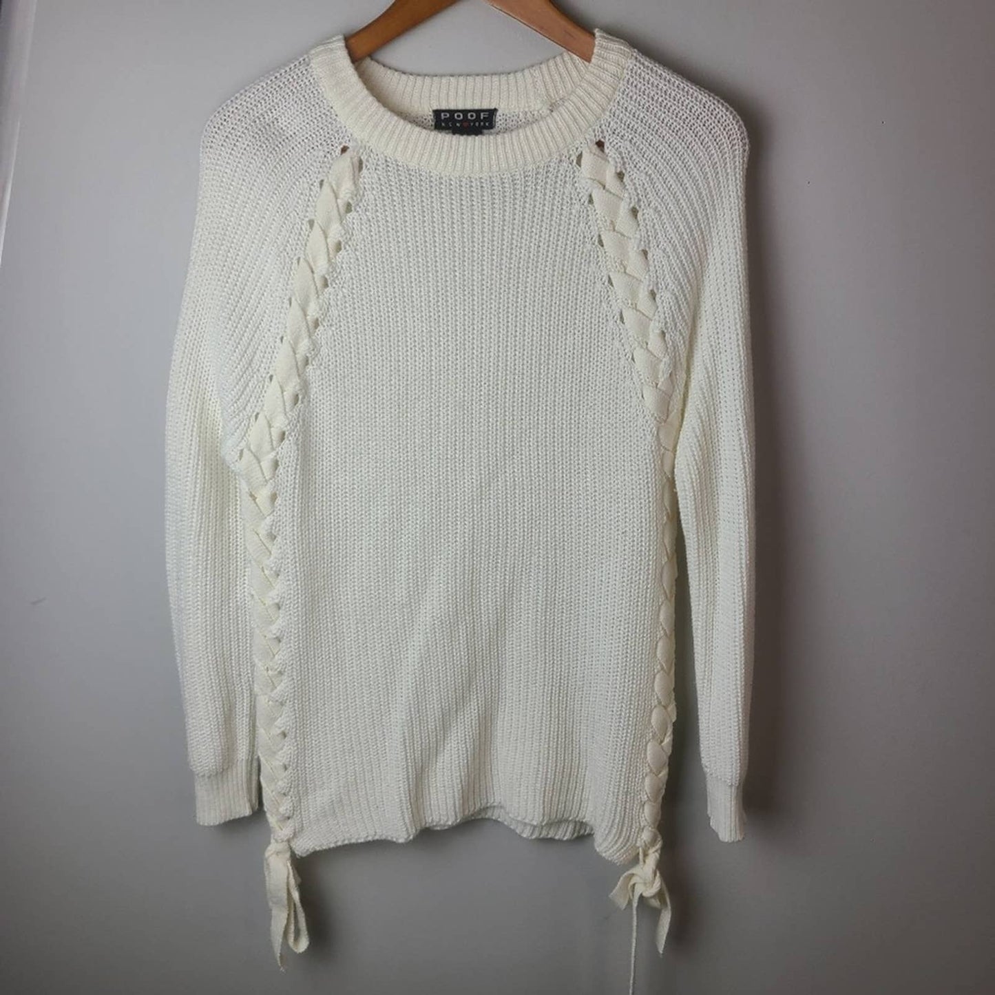 Poof Ribbed Knit Side Weave Sweater