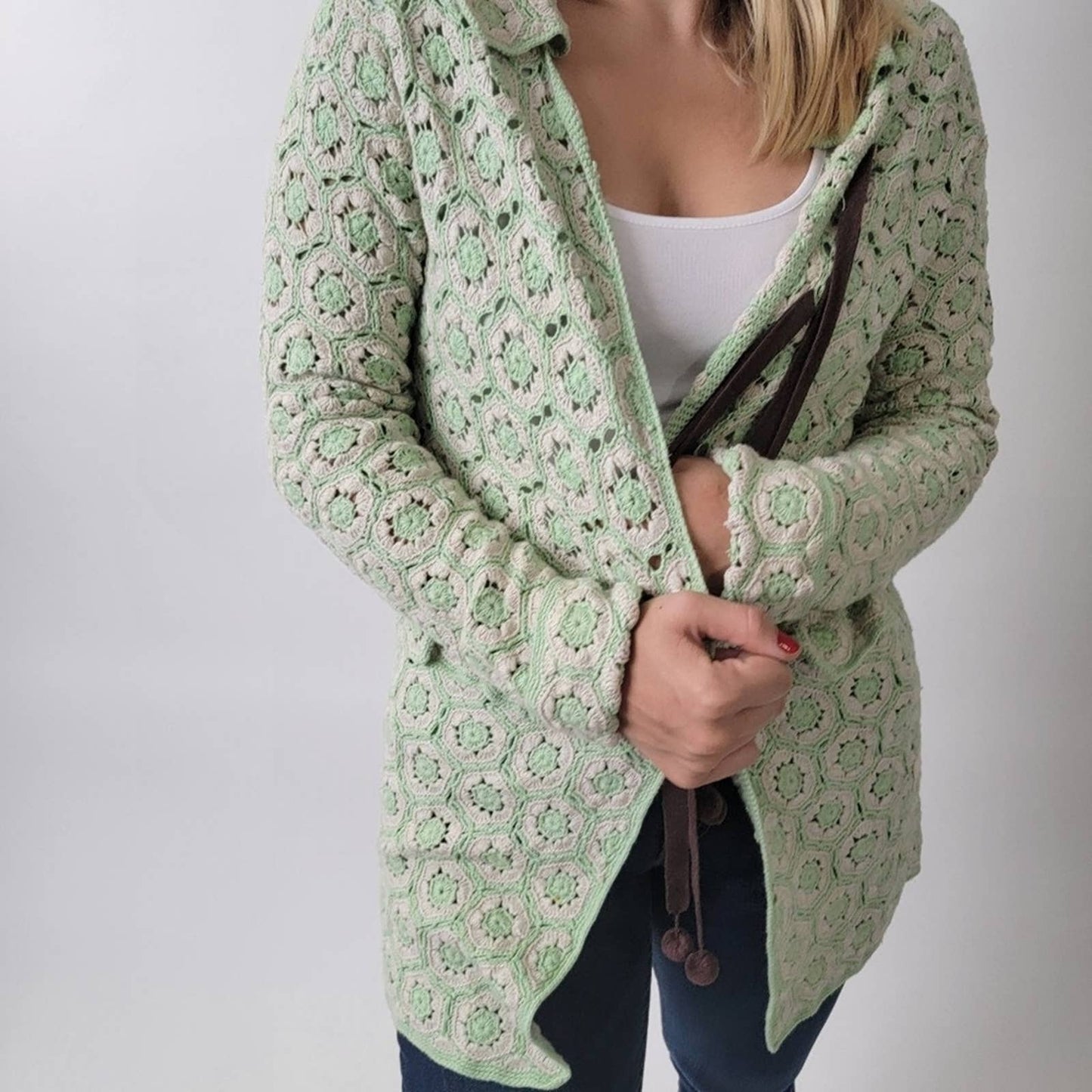 Odd Molly Crocheted Knit Cardigan