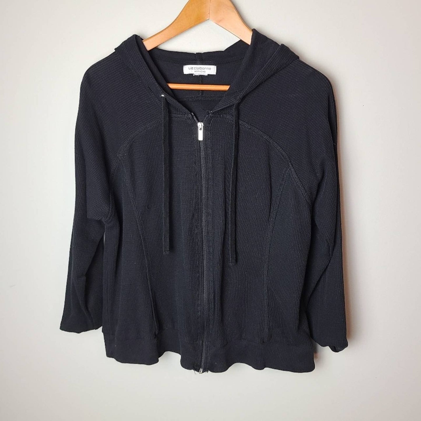 Liz Claiborne Black Zip Up Hooded Jacket