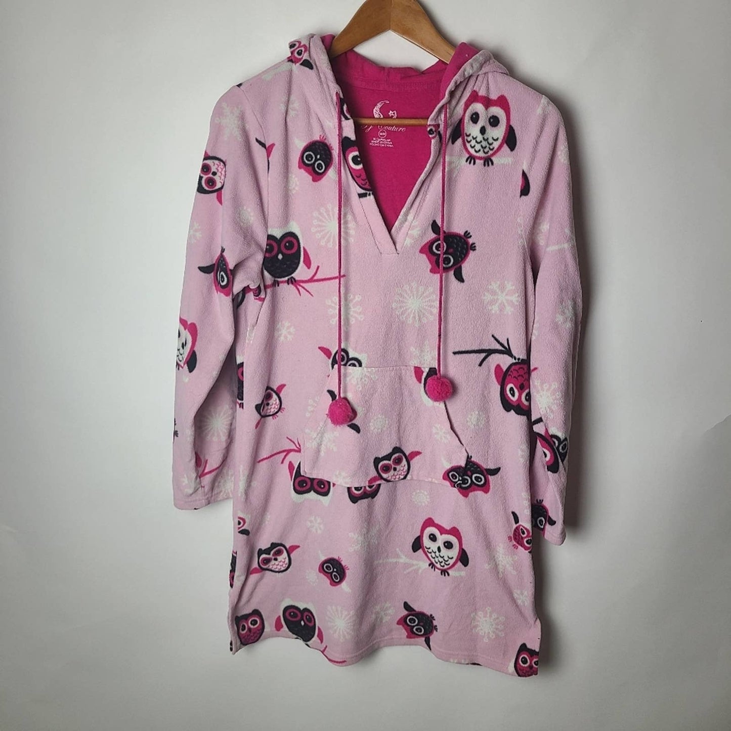 Owl Fleece Hooded Sleepshirt/Dress