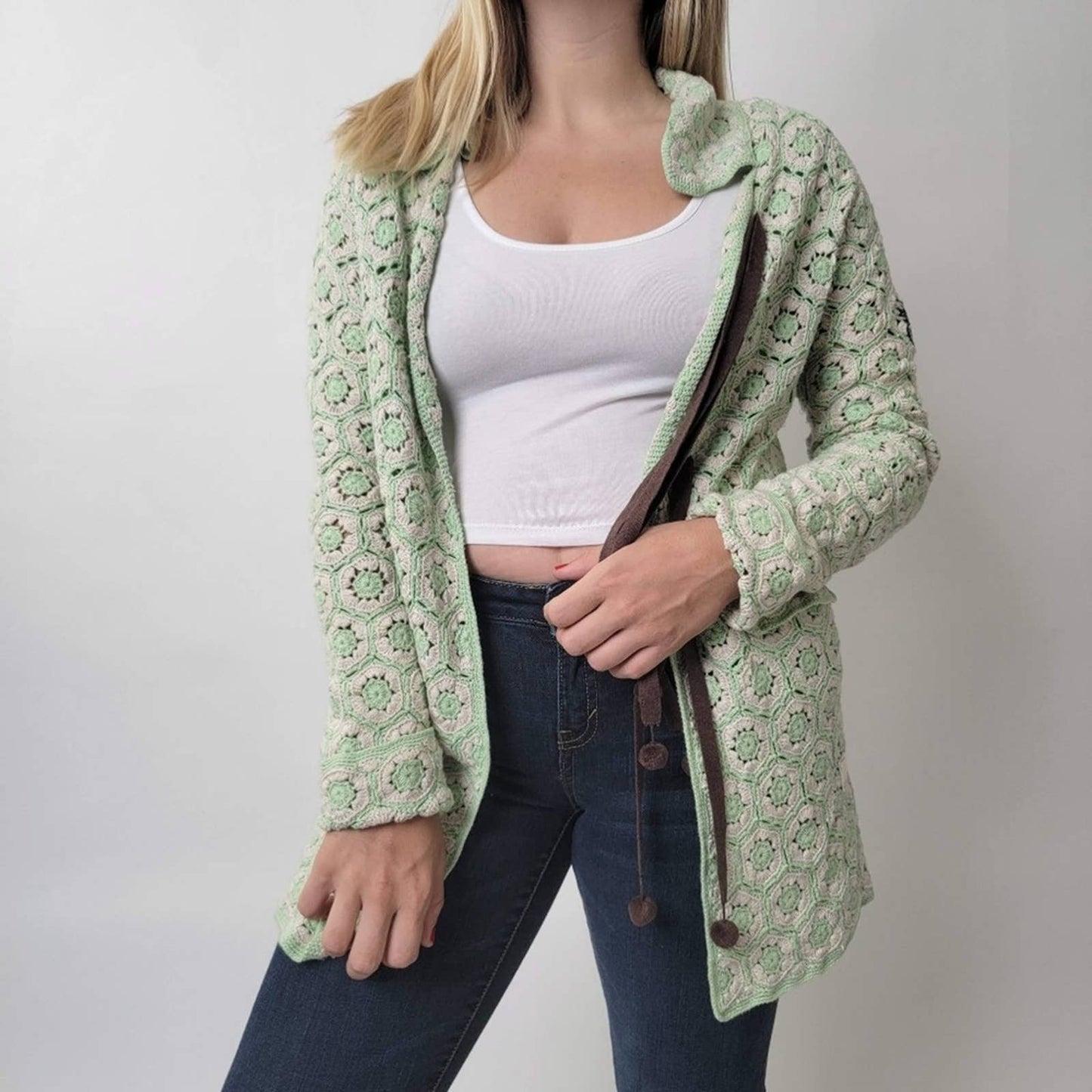 Odd Molly Crocheted Knit Cardigan
