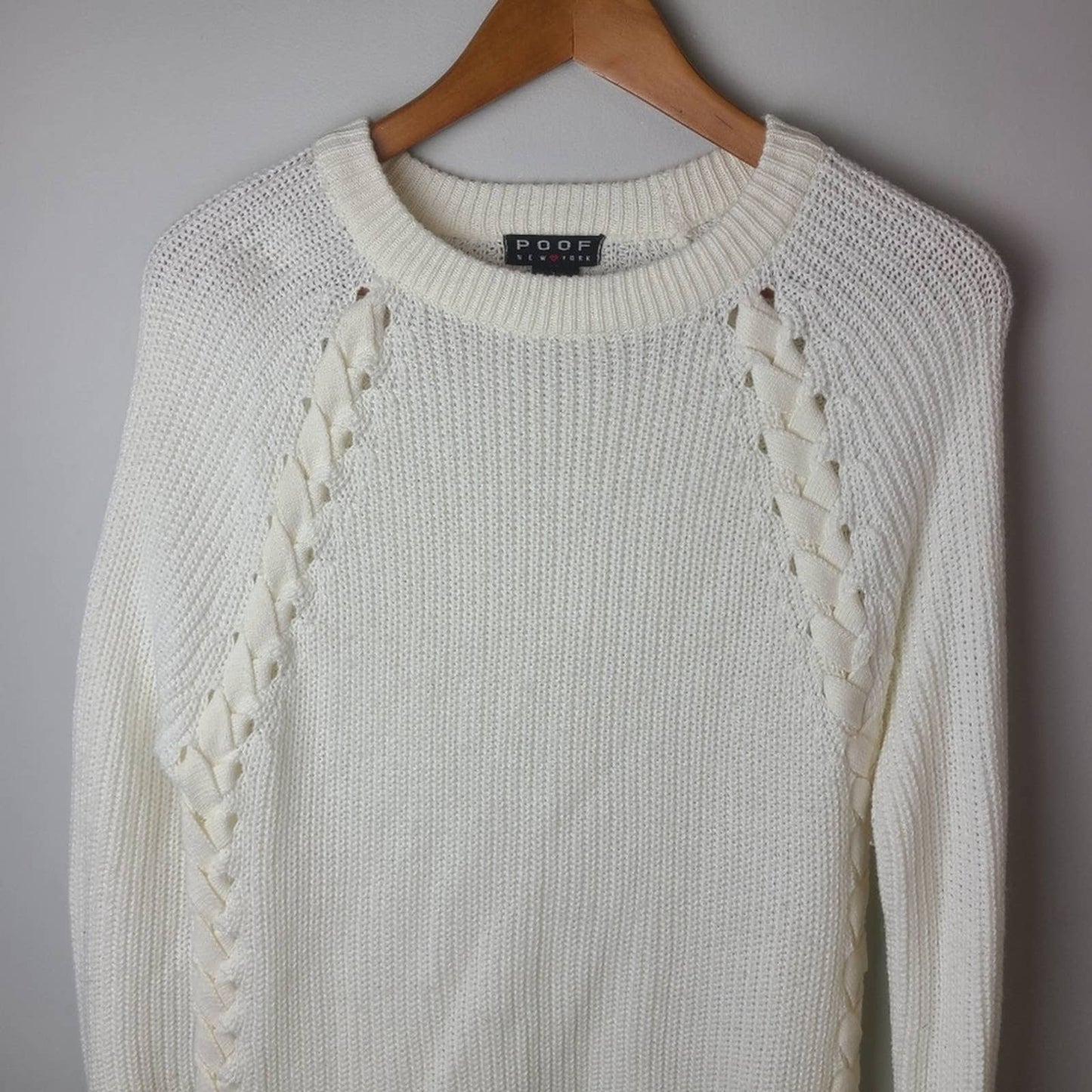 Poof Ribbed Knit Side Weave Sweater