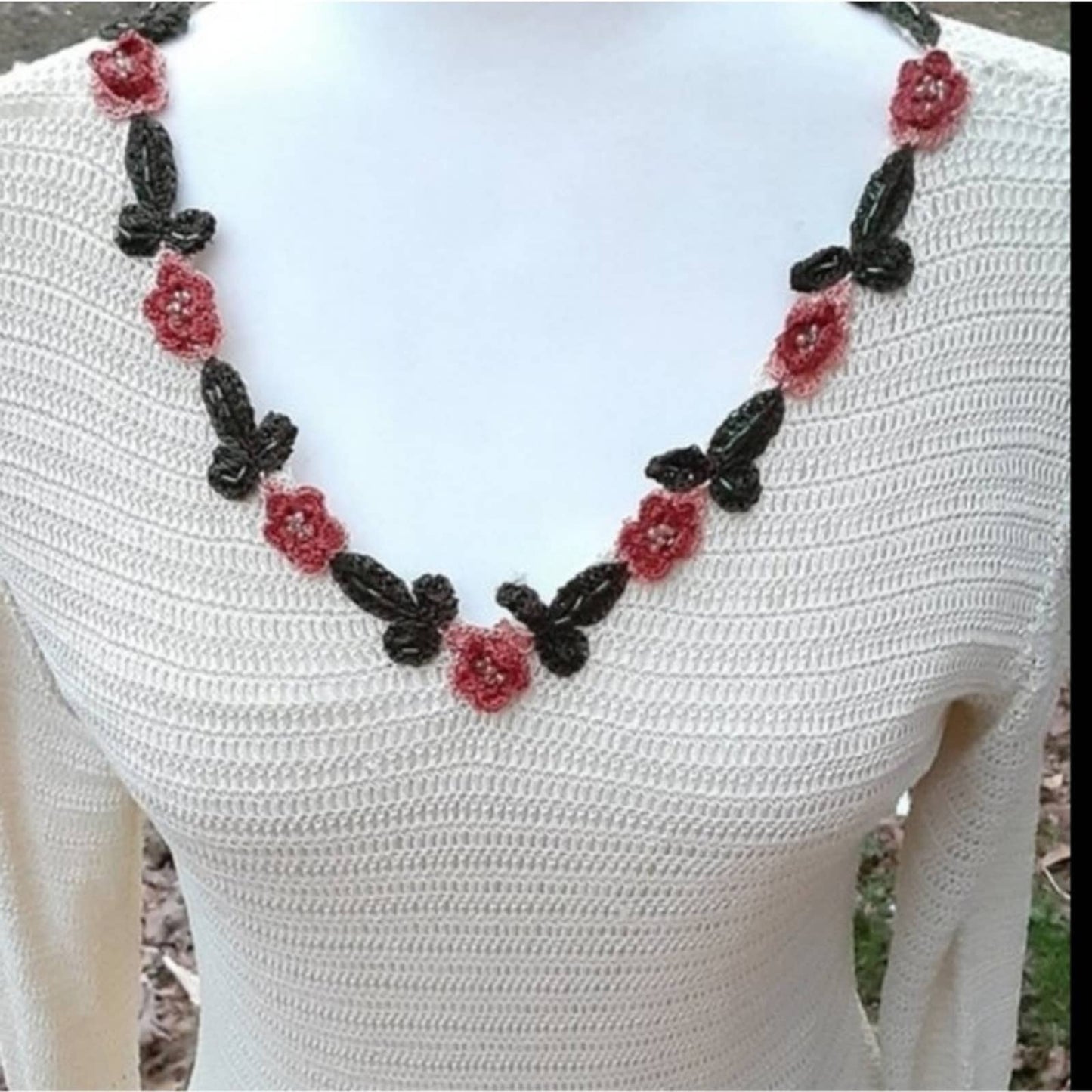 Michelle Renee Knit Crocheted Appliqued Sweater