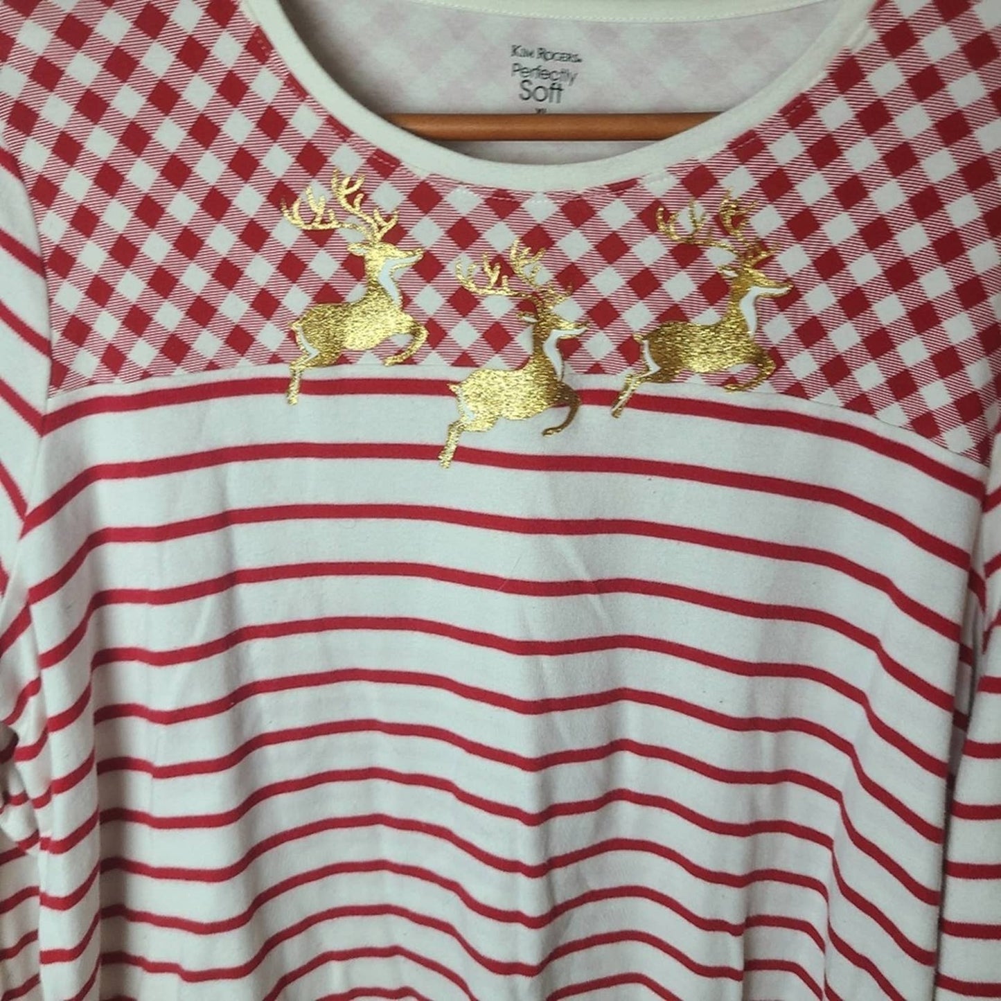 Kim Rogers Striped Plaid Tunic Shirt