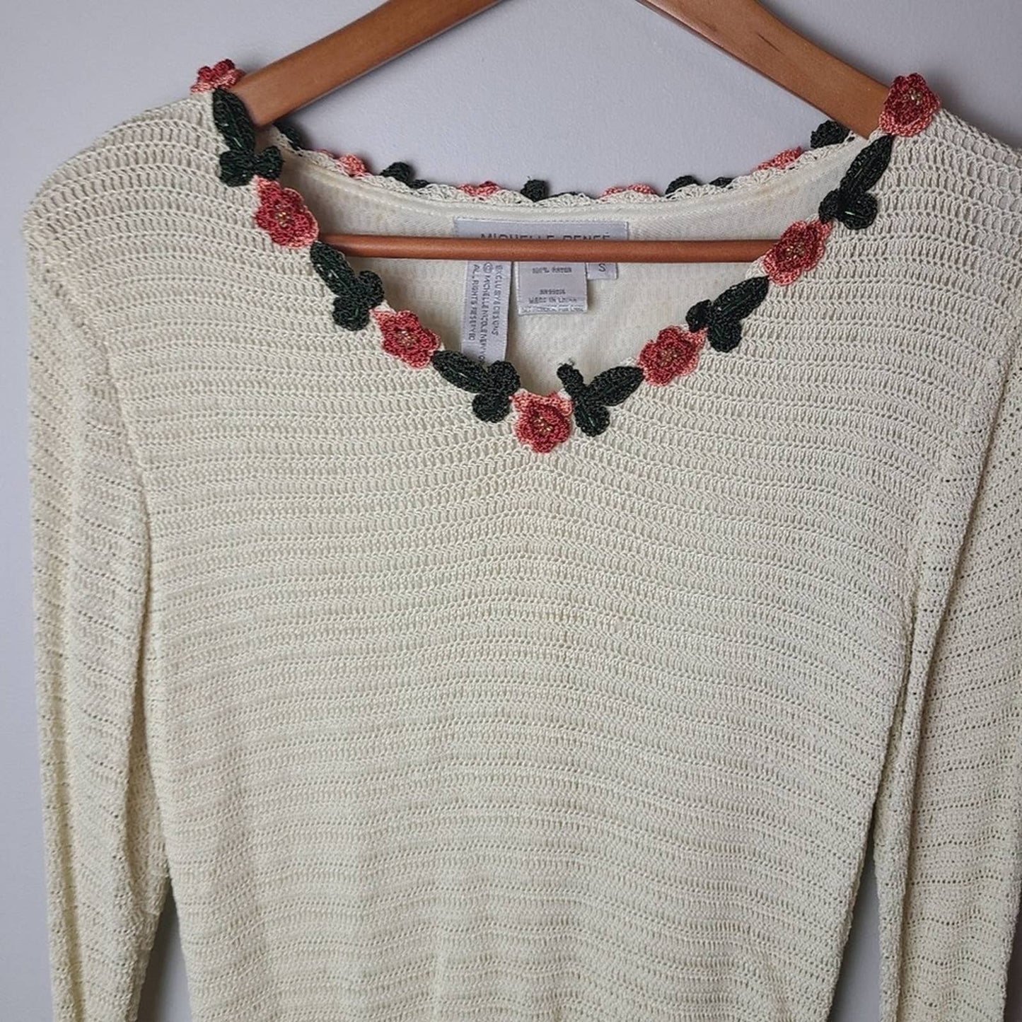 Michelle Renee Knit Crocheted Appliqued Sweater