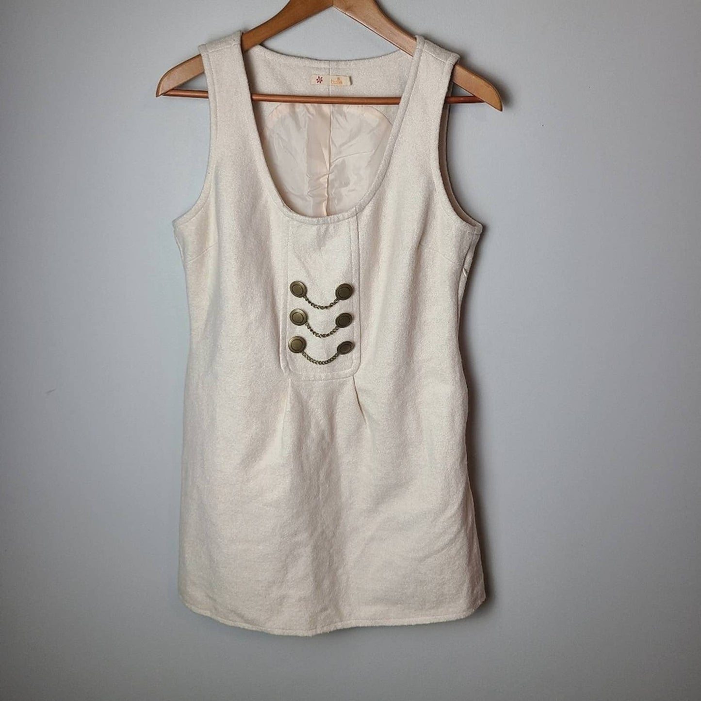 tulle Wool Military Cream Dress