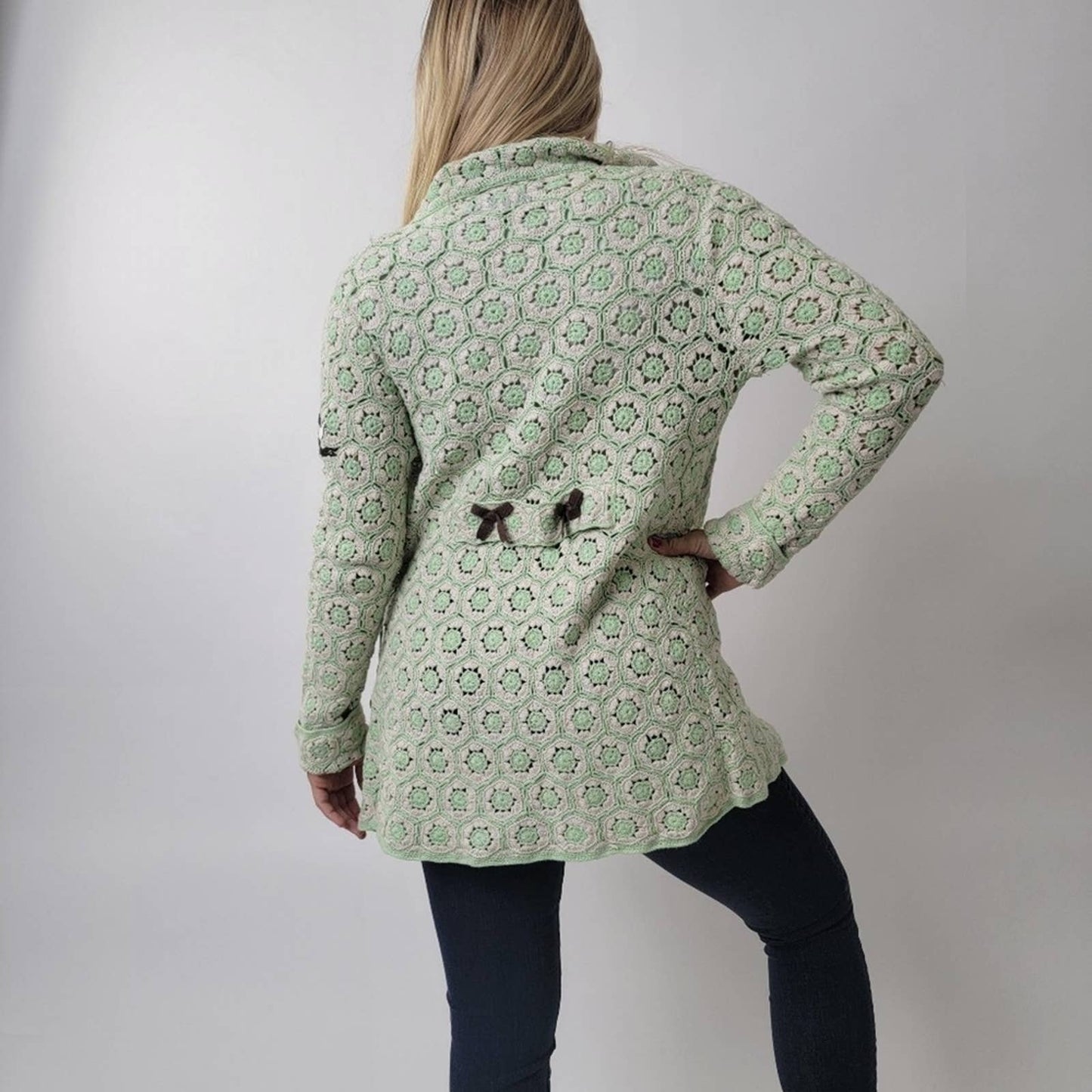 Odd Molly Crocheted Knit Cardigan