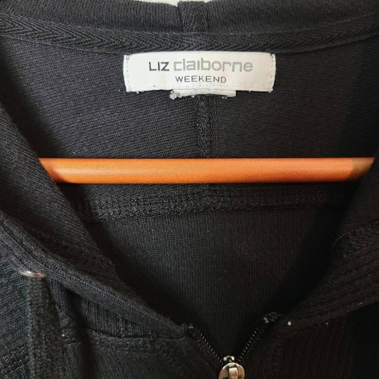 Liz Claiborne Black Zip Up Hooded Jacket