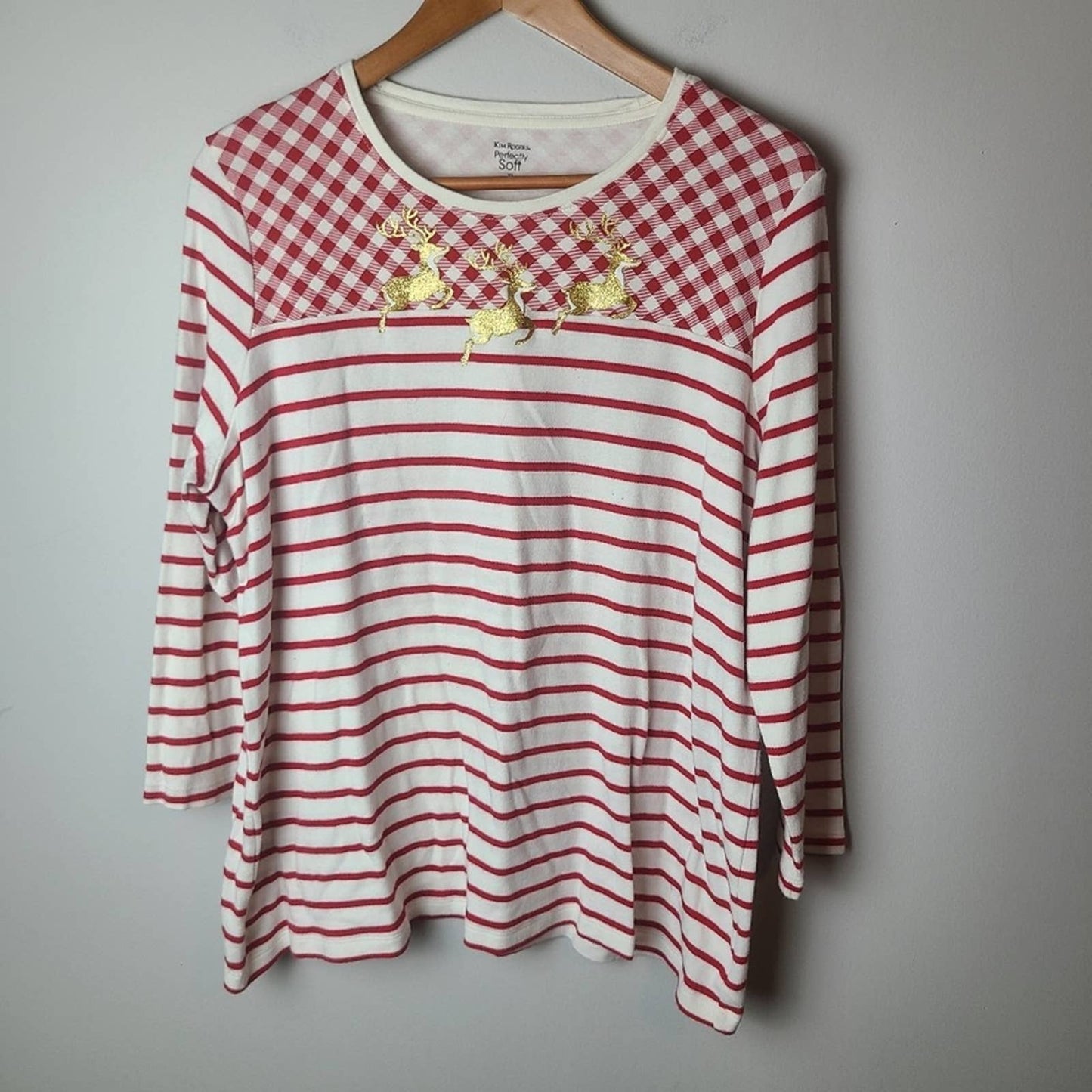 Kim Rogers Striped Plaid Tunic Shirt