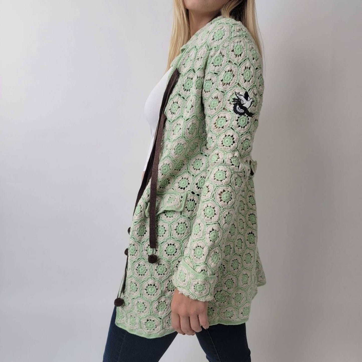 Odd Molly Crocheted Knit Cardigan
