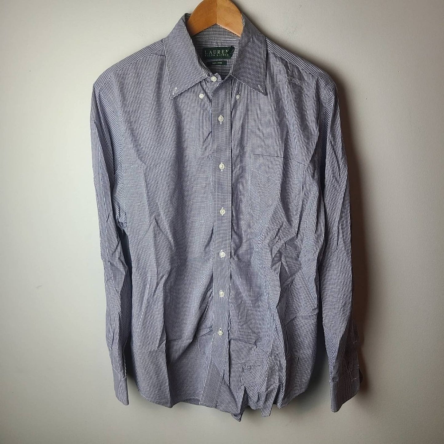 Lauren Ralph Lauren Blue and White Gingham Print Mens Shirt