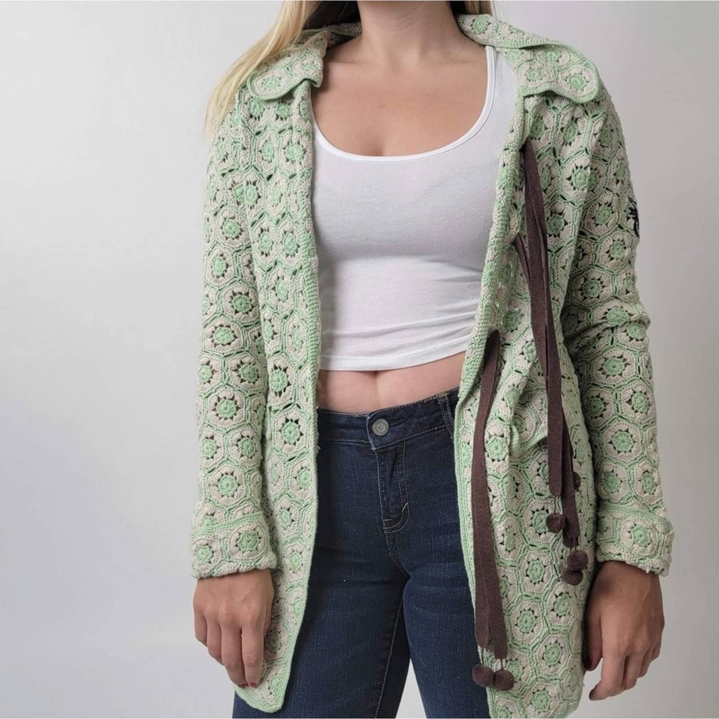 Odd Molly Crocheted Knit Cardigan