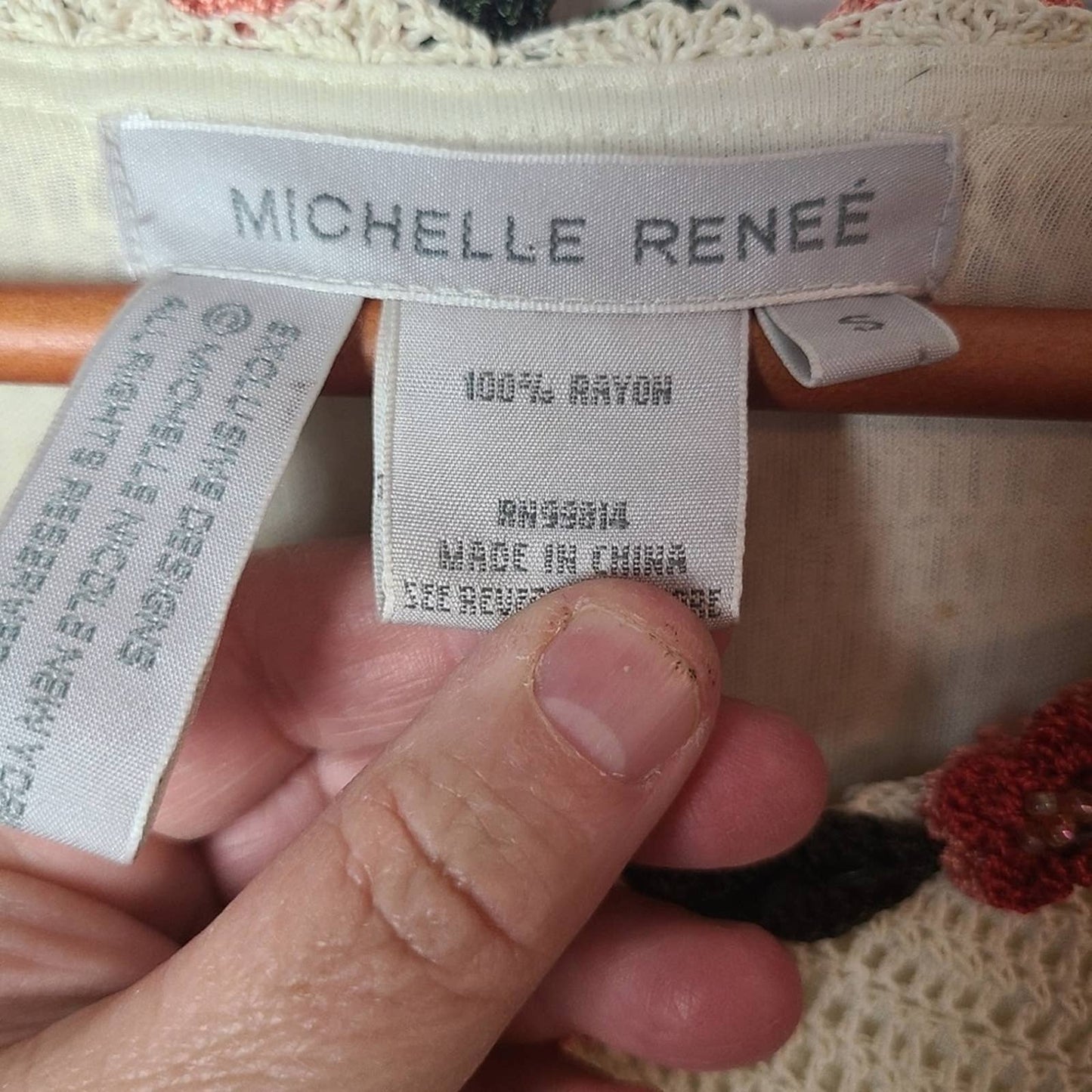 Michelle Renee Knit Crocheted Appliqued Sweater