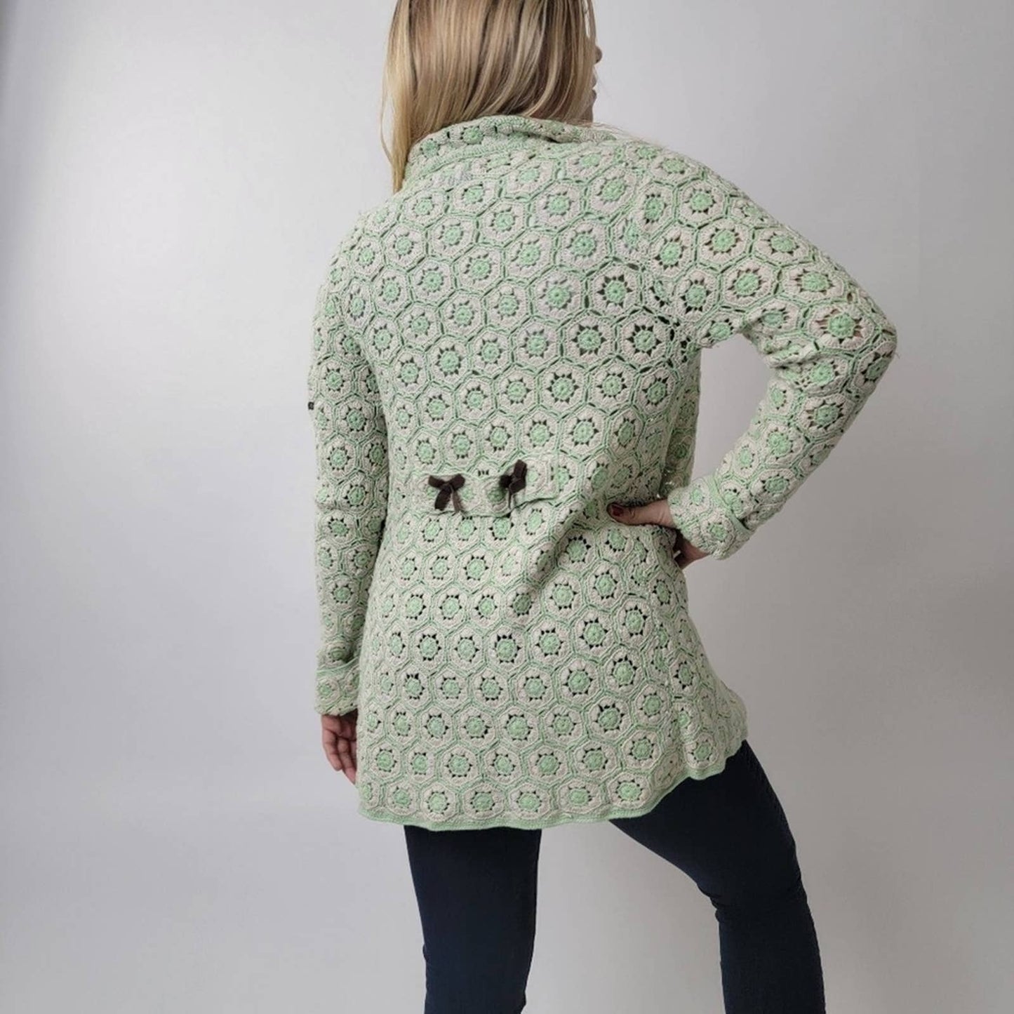 Odd Molly Crocheted Knit Cardigan