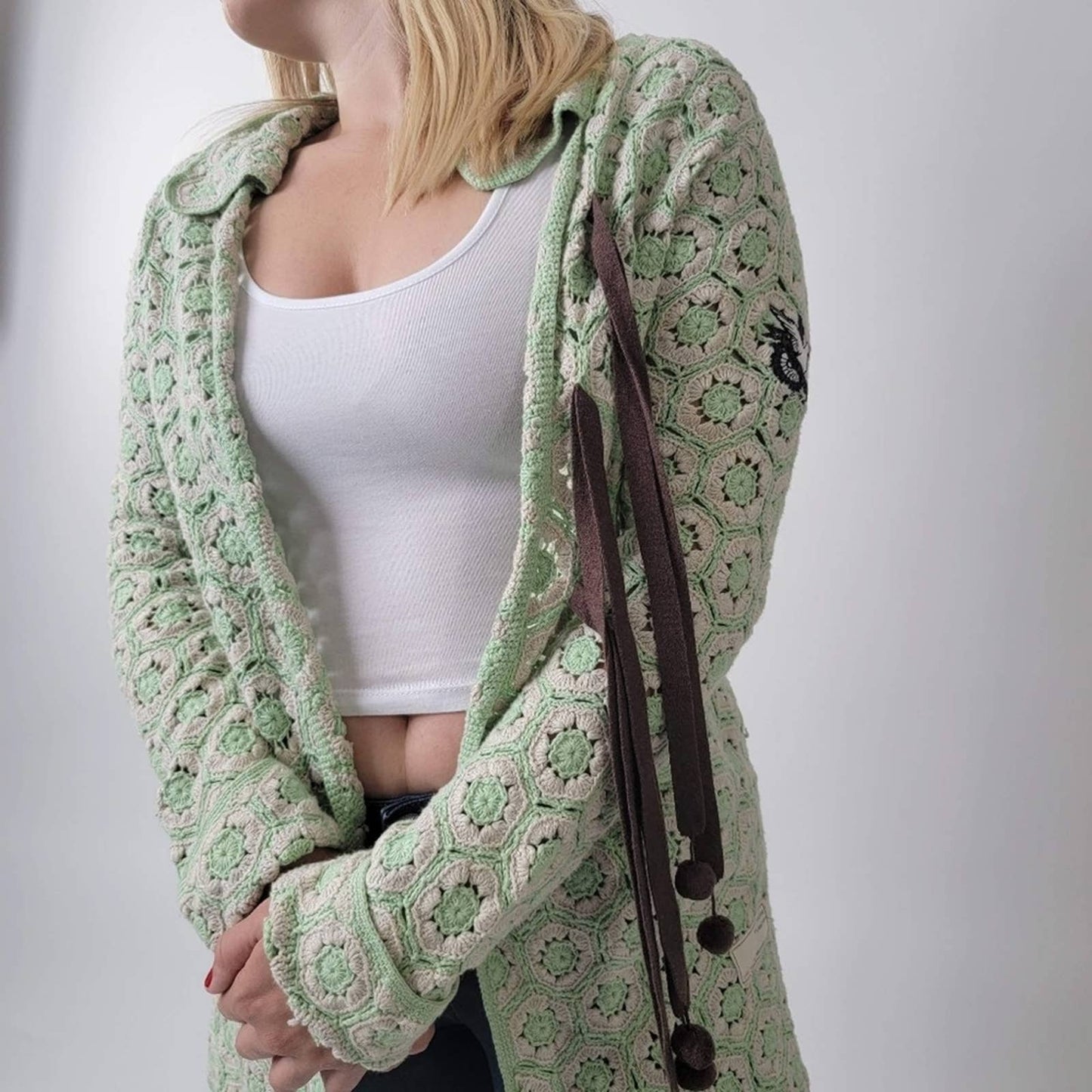 Odd Molly Crocheted Knit Cardigan