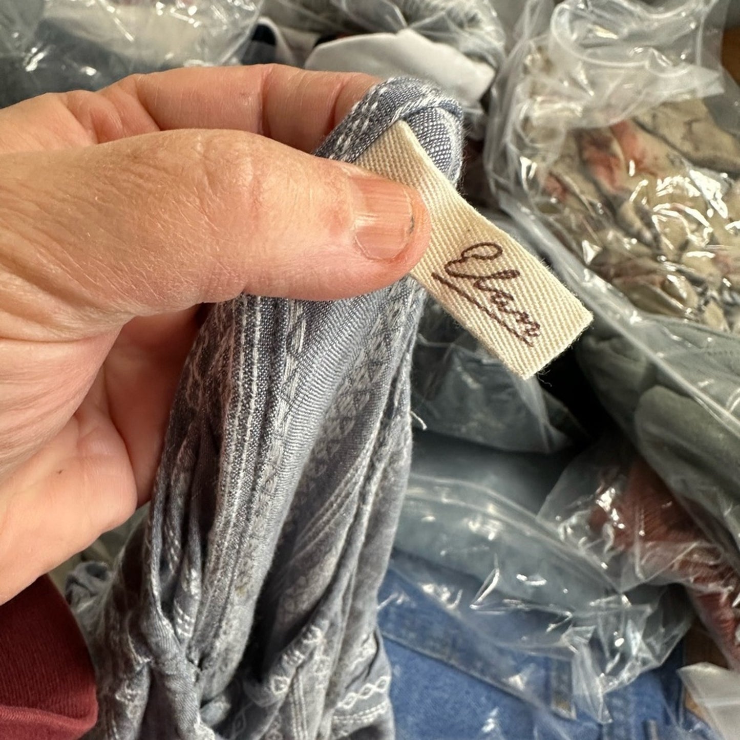 Elan Tiered Blue Grey Dress