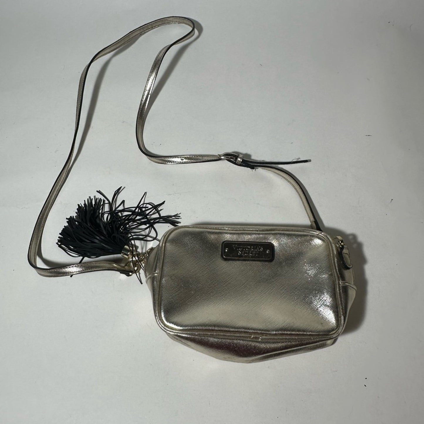 Silver Crossbody Bag with Tassel