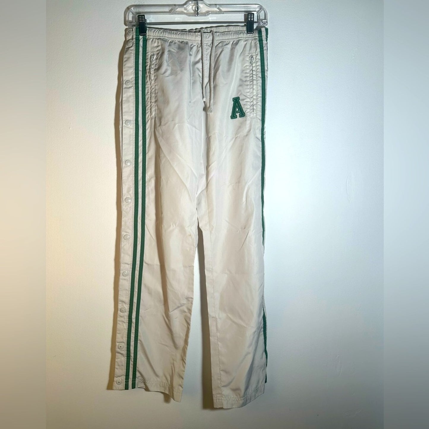 American Eagle Outfitters White and Green Track Pants