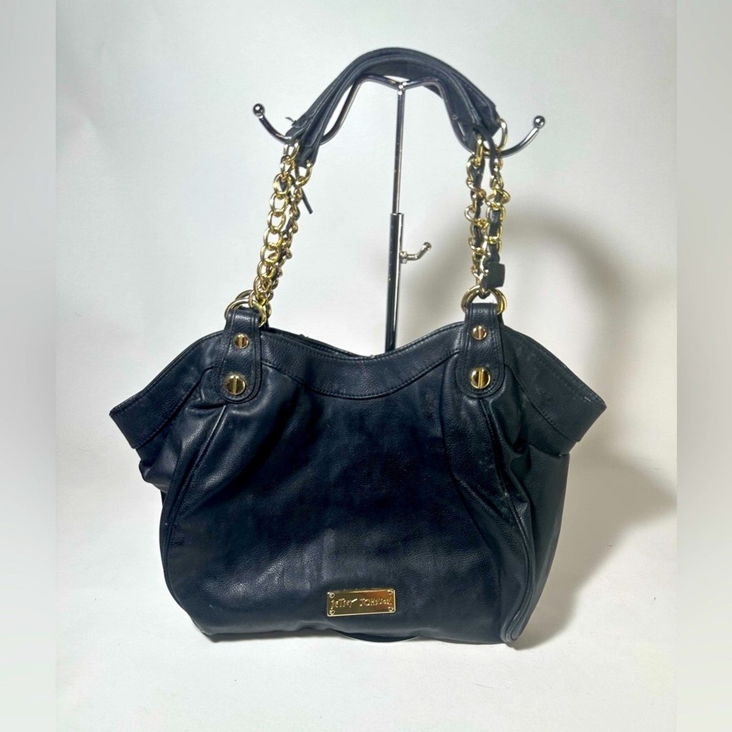 Betsey Johnson Black Shoulder Bag with Gold Hardware