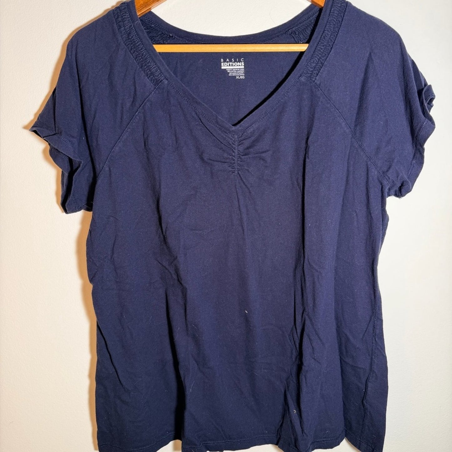 Basic Editions Dark Blue Short Sleeve Top