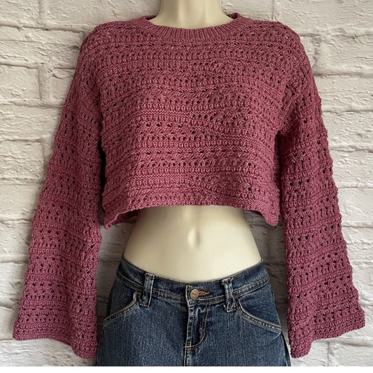 Zara Mauve Crocheted Sweater