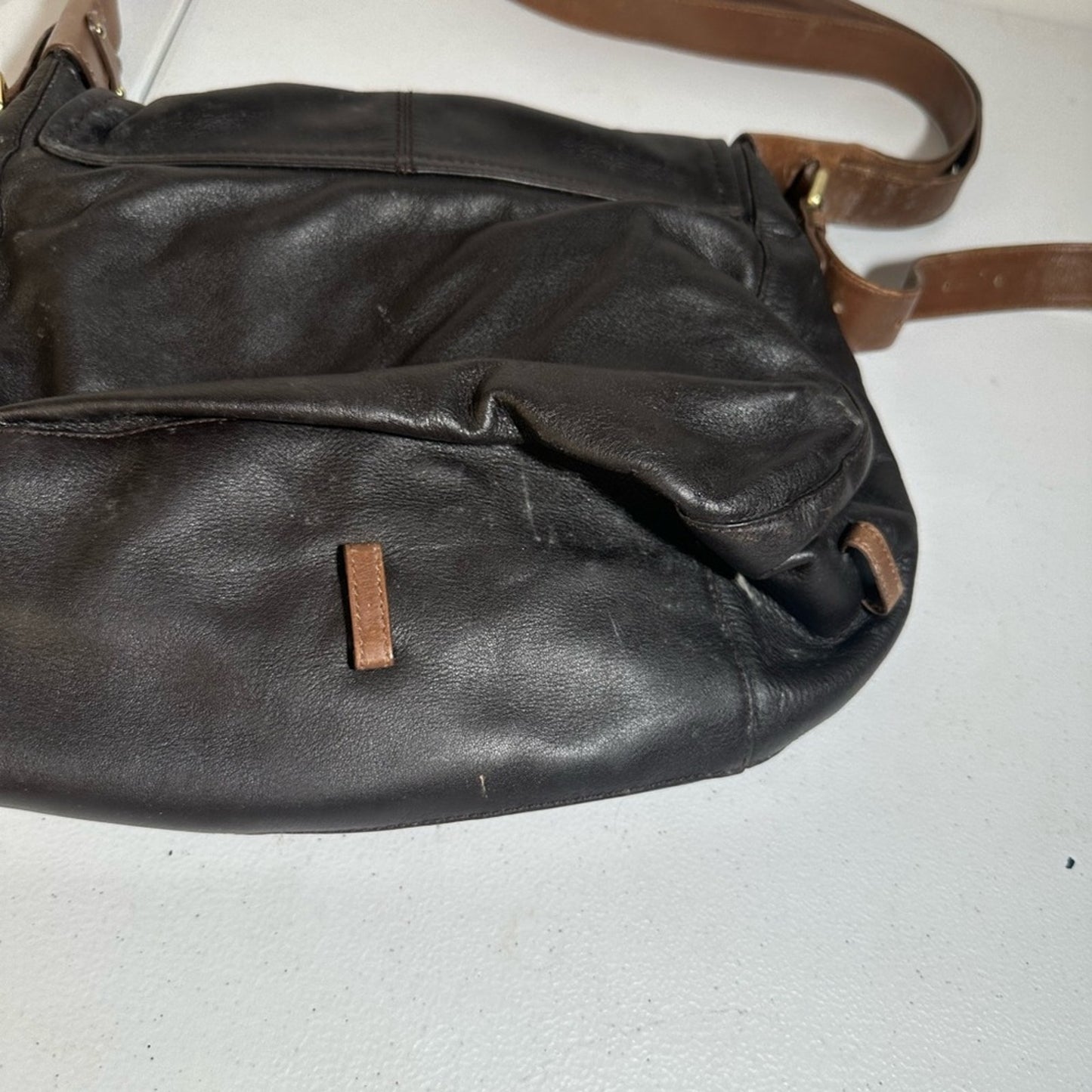 DKNY Dark Leather Bag with Gold Lock