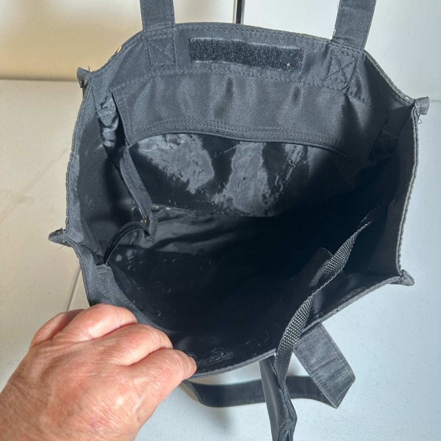 Black Tote Bag with Monkey Print