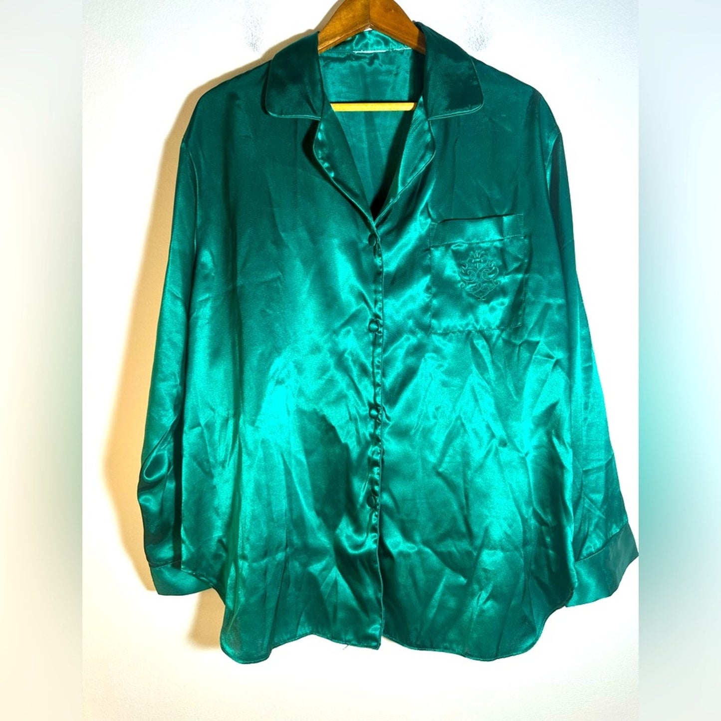 Vintage Victoria’s Secret Emerald Green Satin Women's Top